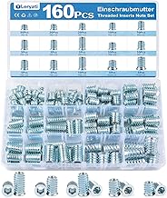 Pack of 160 Screw Nuts M6/M8/M10, Leryati Threaded Insert Wood Alloy Steel Threaded Sleeve, Zinc Screw-In Sleeve, Hexagon Socket, Screw-In Nut for Wooden Furniture