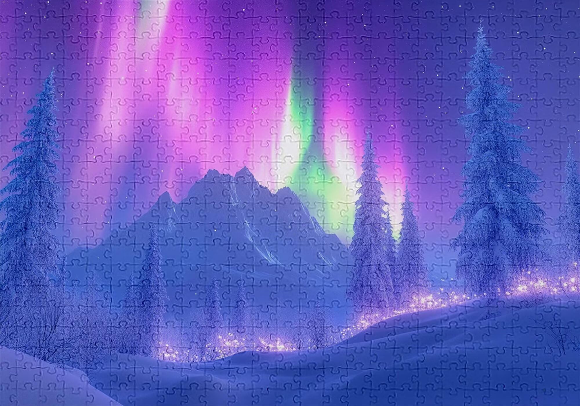 Puzzle 4000 elementów zorza polarna puzzle dla dorosłych zima 141 x 87 cm Unikalne rzemiosło klasyczne 3D drewniane układanka do rodzinnych gier biznesowych, układanka do samodzielnego wykonania nawet
