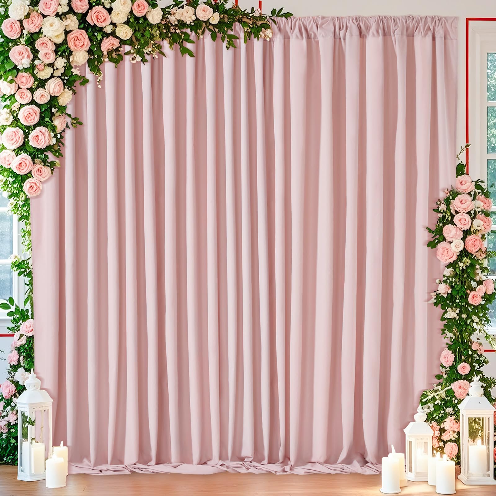 Dusty Rose Polyester Backdrop Curtains: 30ft x 10ft Photography Backdrop Drapes - for Baby Shower Birthday Party Decorations