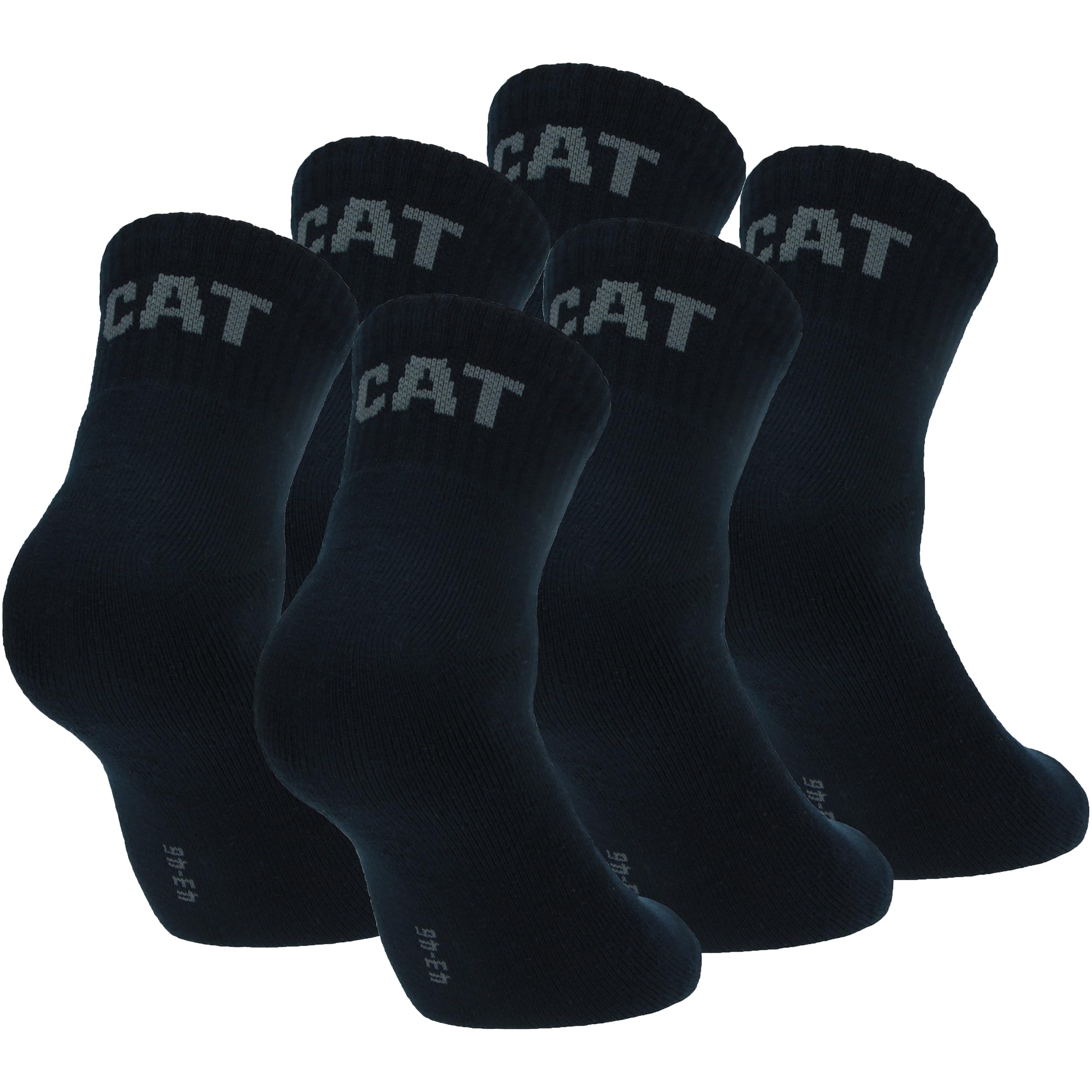 Cat Men's Blue Caterpillar Quarter Socks 6 Pairs Work Socks, Height Above Ankle, Reinforced Toe Heel, Cotton (, 9-11)