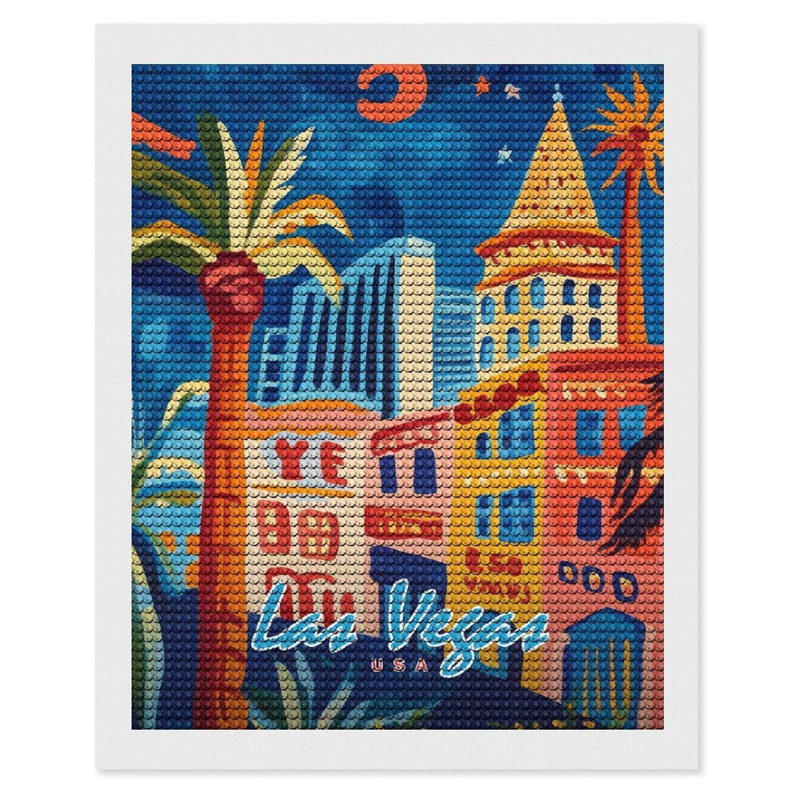 Junmoney Las Vegas Cityscape Painting Diamond Painting Kit 16"x20", Easy Handmade Project, Easy to Enjoy, Aesthetic Room Decor, Christmas Gift