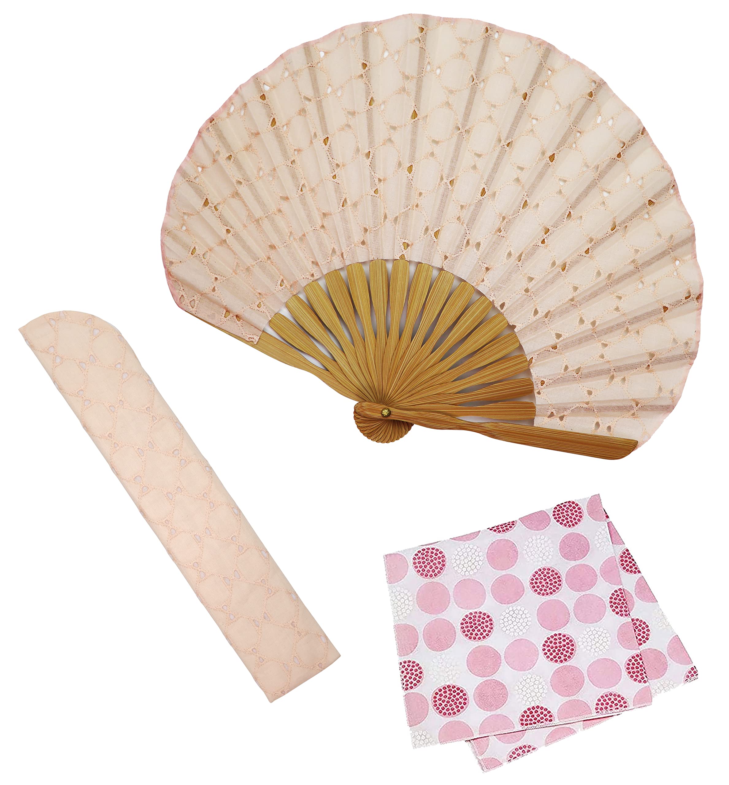 Osaka Choseido Women's Folding Fan Set with Pouch