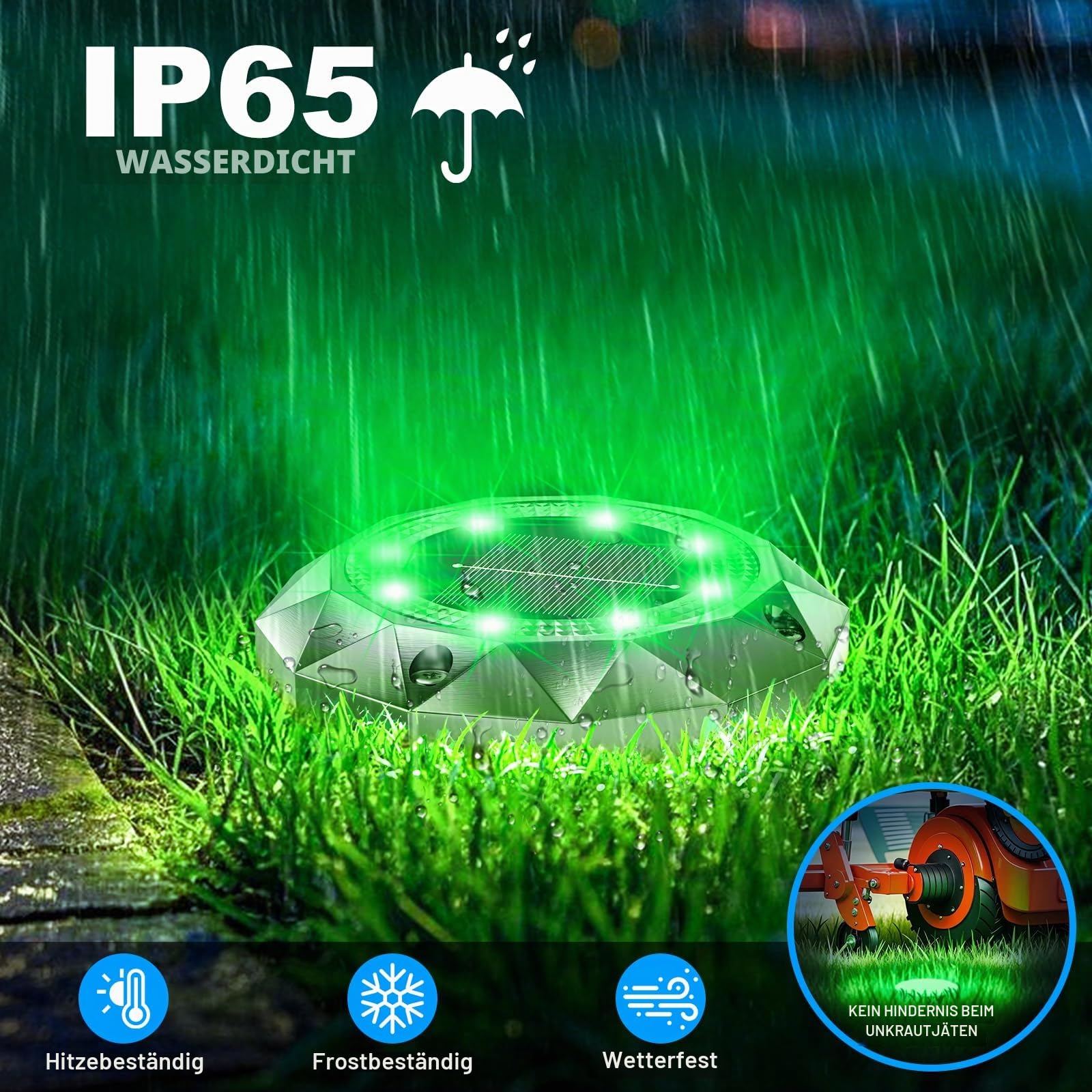 FIFlying Solar Bodenleuchten 10 Stück, 8 LED Wasserdichte Solar Gartenleuchten für Außen Solarleuchten Solarlampen für Garten Patio Rase Outdoor Gehweg Beleuchtung Gartenbeleuchtung Kaltweiß - Image 2