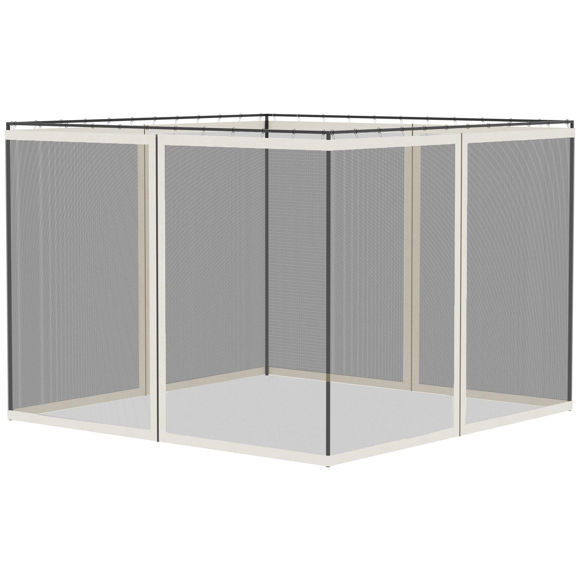 Outsunny Mosquiteras para cenador barnum 3 x 4 m - Set de 4 mosquiteras con Cremallera + Ganchos de fijación - poliéster Nylon
