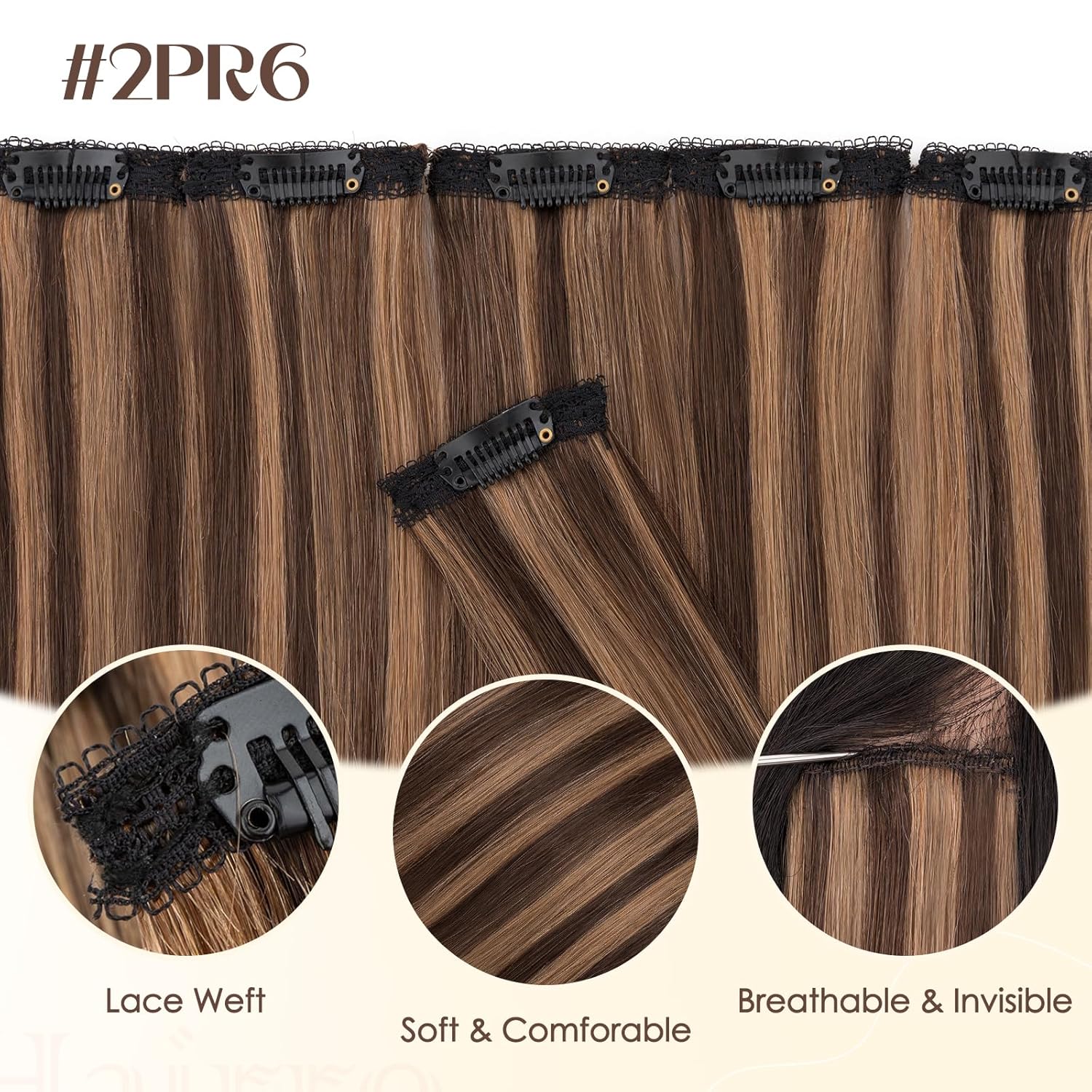 Hairro 6PCS 6 Clips In Short Hair Extensions Remy Real Human Hair Clip Ins Mini Clip On Hairpin Hairpieces For Women 33g 12 Inch #2RP6
