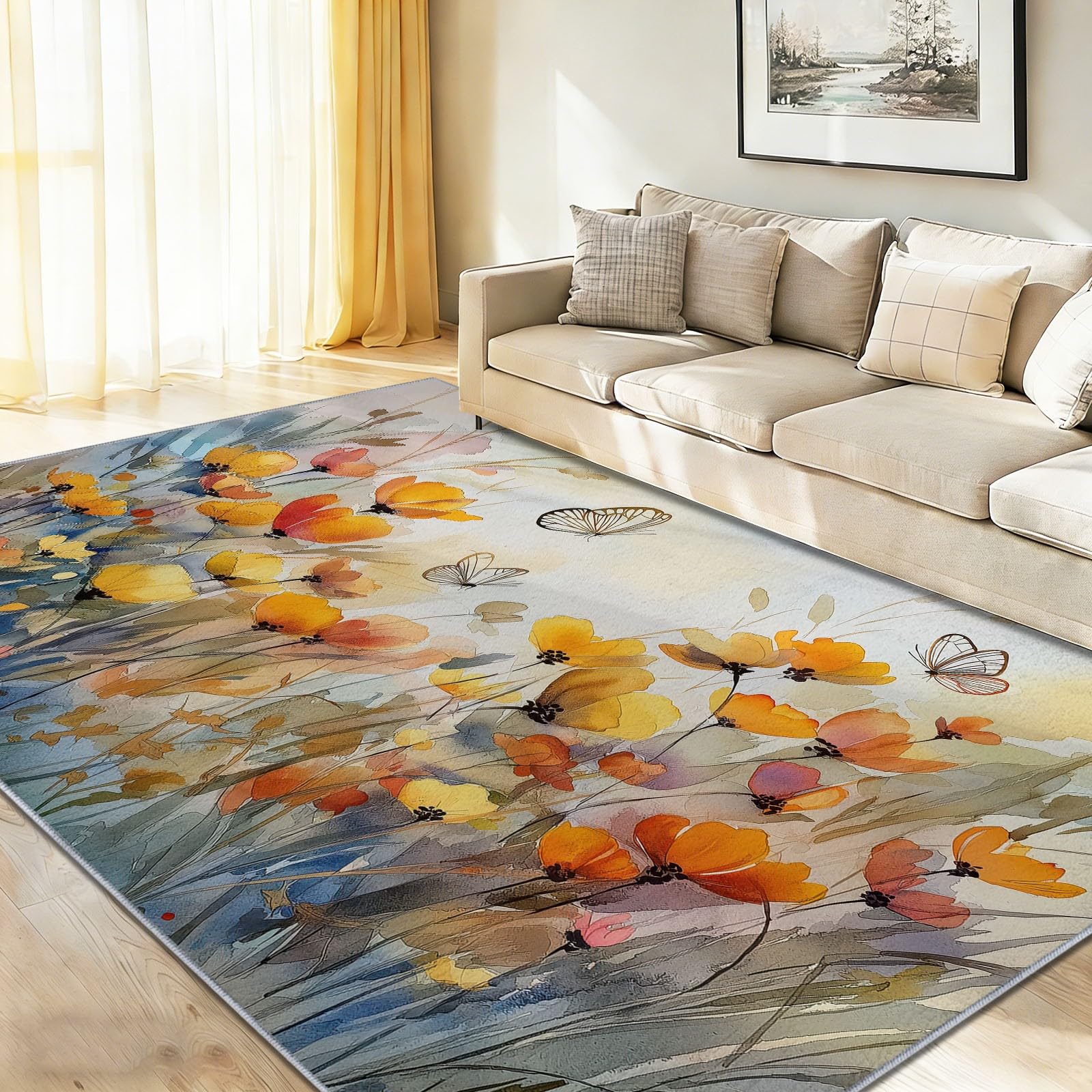 Generico Tappeto Lavabile in Lavatrice - 90 x 150 cm Tappeto Antiscivolo & Pelo Corto, Pratico e Facile da Pulire, Ideale per Soggiorno, Cucina e Aree ad Alto Traffico