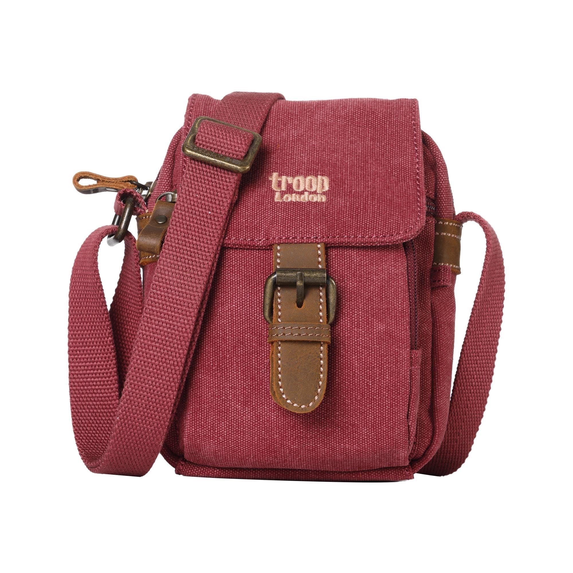 Troop London TRP0213 Classic Canvas Across Body Bag Burgundy