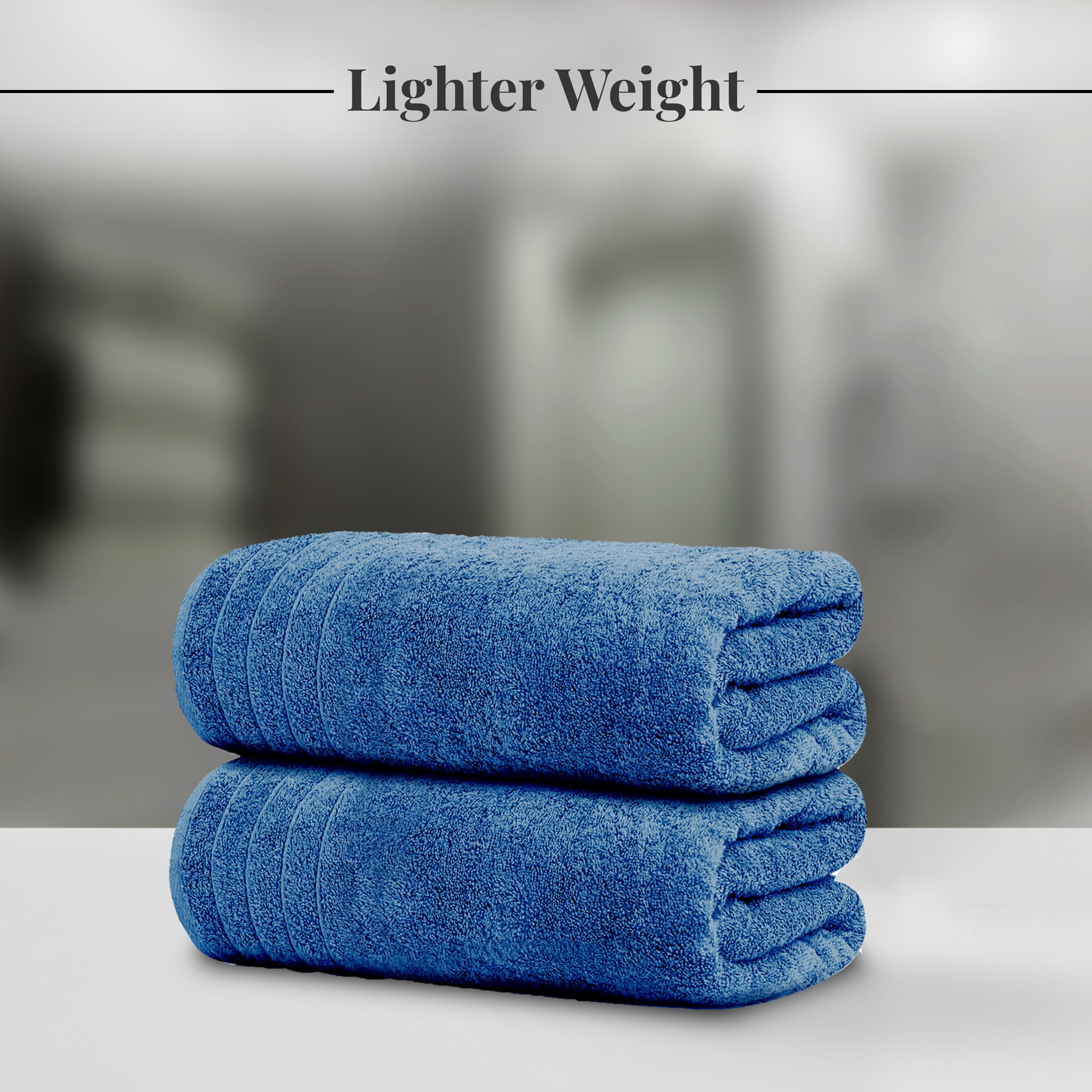 Tens Towels Confezione da 4 asciugamani da bagno extra large, 76 x 150 cm, 100% cotone, più grandi e leggeri, ad asciugatura rapida, super morbidi e assorbenti, perfetti per il bagno, blu