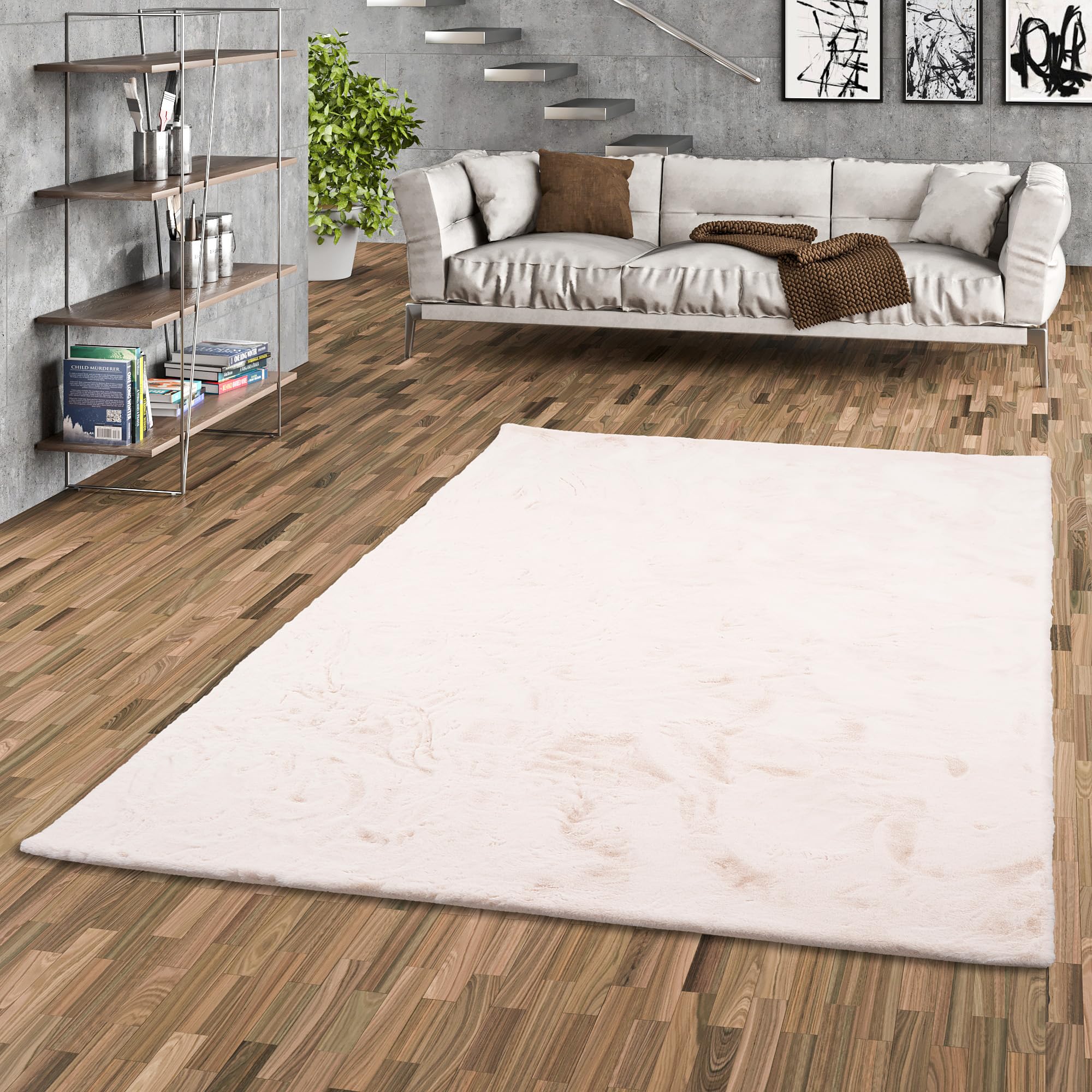 Pergamon Luxus Super Soft Fellteppich Plush Creme in 7 Größen