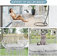 Vista 3 de Macrame Swing Chair with Removable Cushion & Hardware, Heavy-Duty Hammock Chair Handwoven from Cotton Rope, Supports 330LBS for Boho Patio, Bedroom