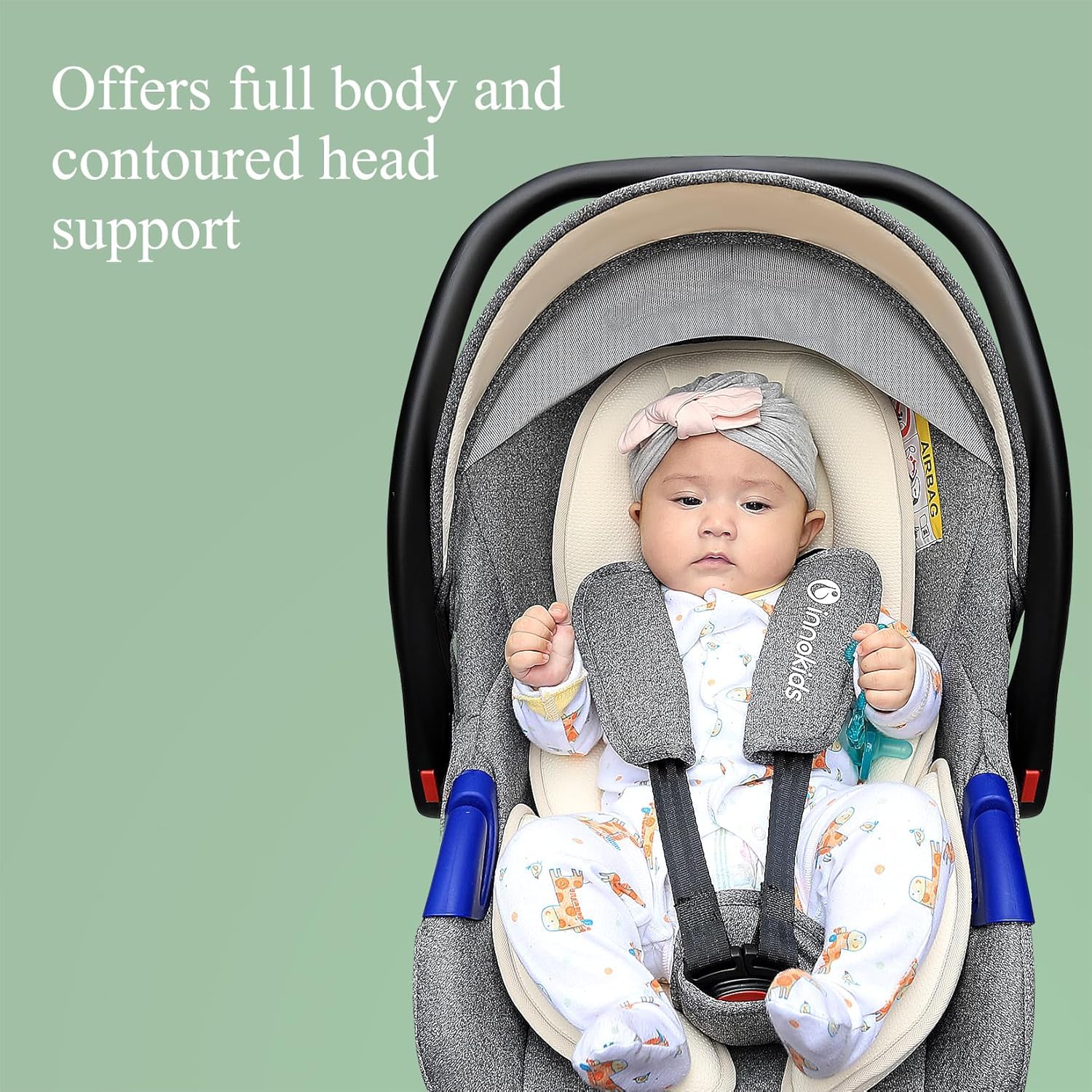 Innokids Relleno para Asiento de Coche Infantil, Almohada de Apoyo para la Cabeza y el Cuerpo para recién Nacidos, Apto para sillas de Coche y cochecitos (Blanco Crema)