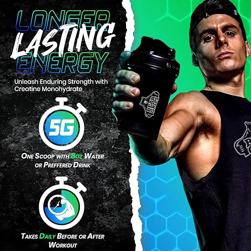 Miniatura 5 de Bear Grips Monohidrato de creatina pura en polvo, 50 porciones de creatina instantánea, 5,000 mg o 5G micronizada, creatina para mujeres, polvo de