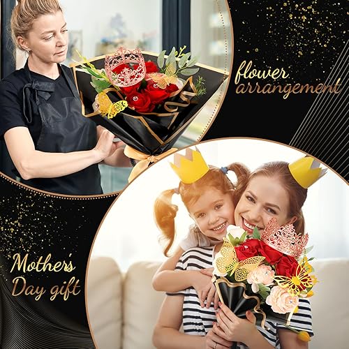 Miniatura 3 de Ctosree 276 piezas de ramilletes de boda para corona de flores, papel de regalo a granel y decoración de pared de mariposa 3D para florería,