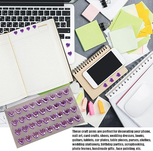 Miniatura 6 de Yimin Pegatinas de piedras preciosas  Calcomanías de joyas brillantes para niños - Calcomanías acrílicas de joyas de corazón, gemas coloridas,