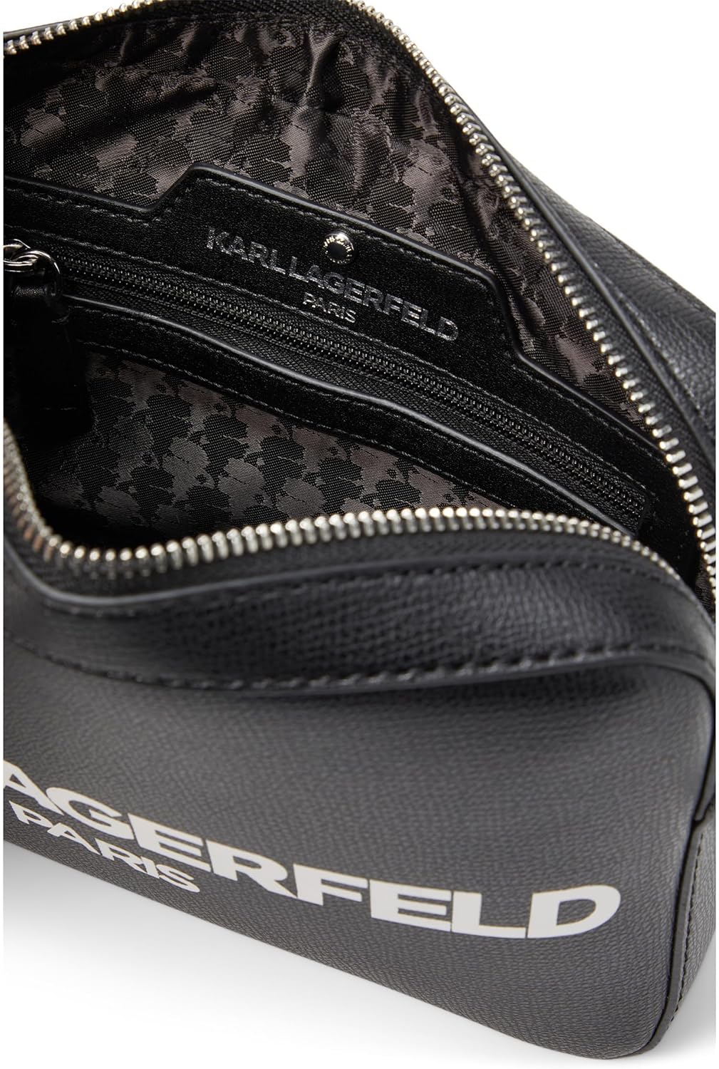 KARL LAGERFELD Women's Maybelle Dome Crossbody with Pins, Black Logo Legacy, One Size - Image 3