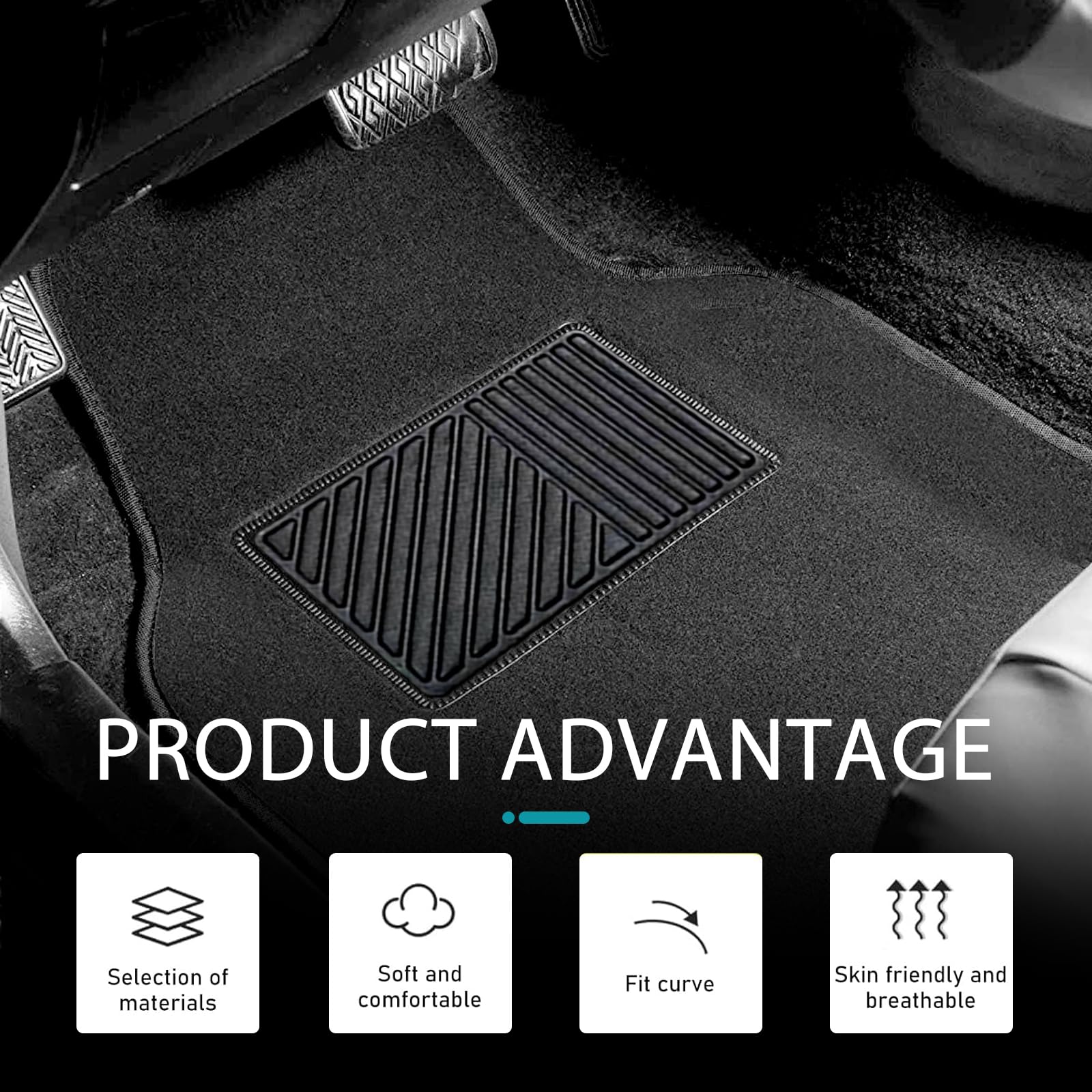 4 PCS Car Carpet Floor Mat PVC Anti-slip Flame-retardant Car Mats Breathable Comfort Front Rear Carpet Mat Set — view 4