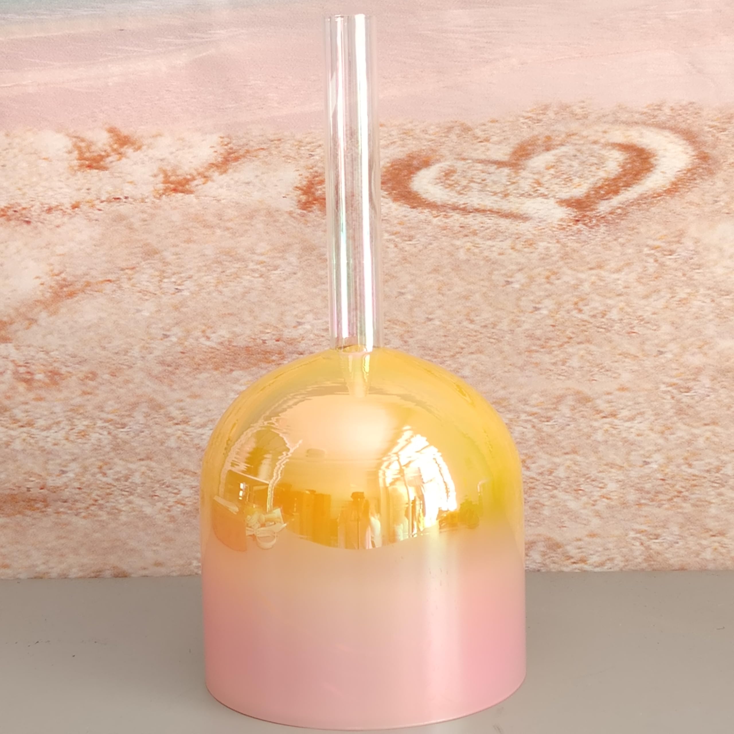 ENERGYSOUND Yellow Pink Alchemy Solid Handle Clear G# Zeal Chakra Quartz Crystal Singing Bowl 6 inch