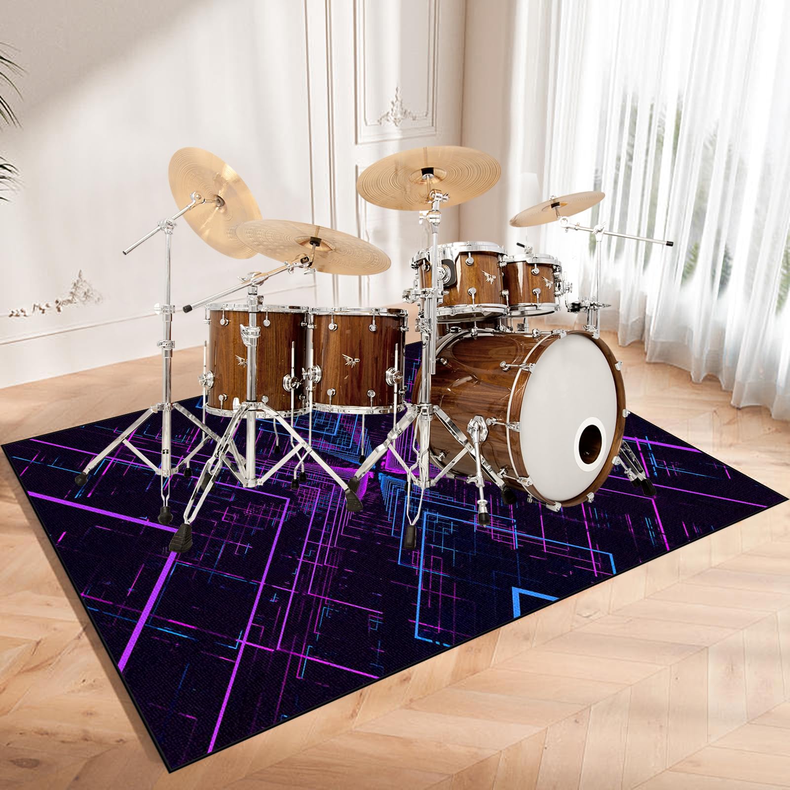 Drumtapijt, drummat, geluiddichte mat - drumtapijten, antislip deken voor elektronische jazz drumstel basdrum snare en andere muziekinstrumentenmat