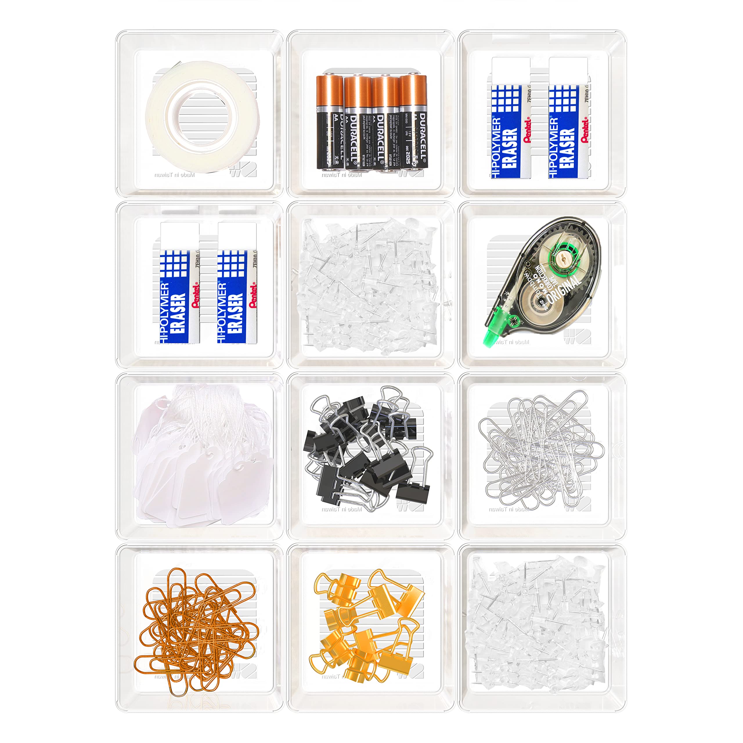 Simple Houseware Clear Drawer Organizer for Office Bin Desk Storage, 3.25"x 3.25", 12 Packs