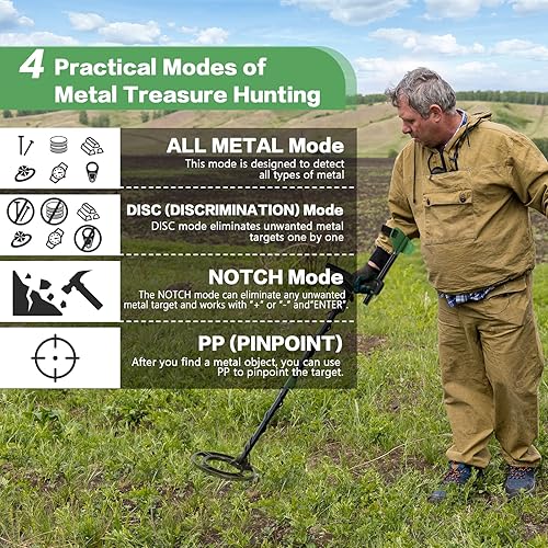 Miniatura 3 de Detector de metales para adultos y niños, de alta precisión, impermeable, con pantalla LCD y pinpoint, rango de detección de 10 pulgadas, perfecto