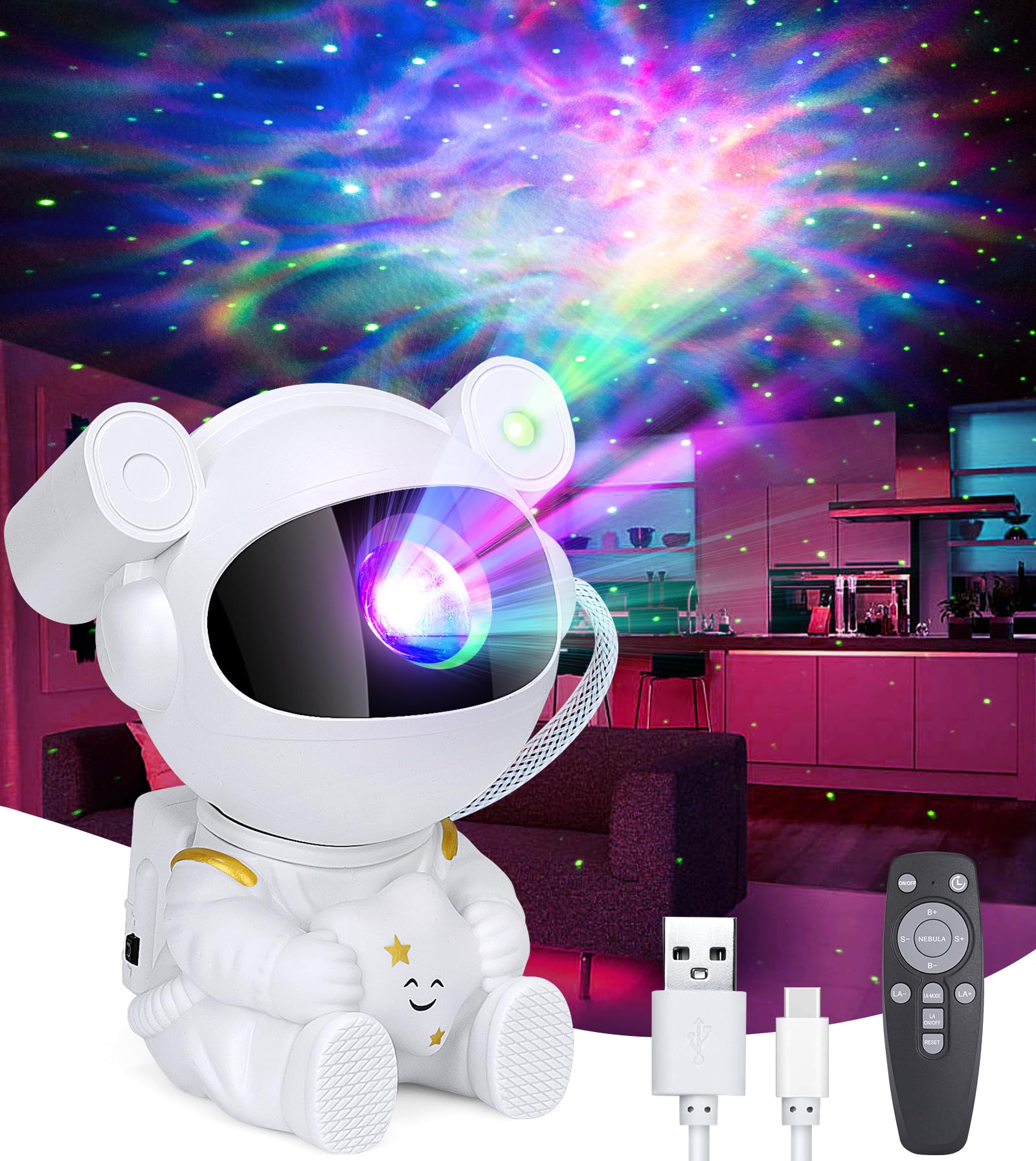 Lakerise Rgb Astronaut Galaxy Projector, Spaceman Light Projector With Timer, Remote Control 360°Adjustable Space Projectors, Galaxy Star Projectors Starry Night Light For Bedroom Kids Adults Room Decor