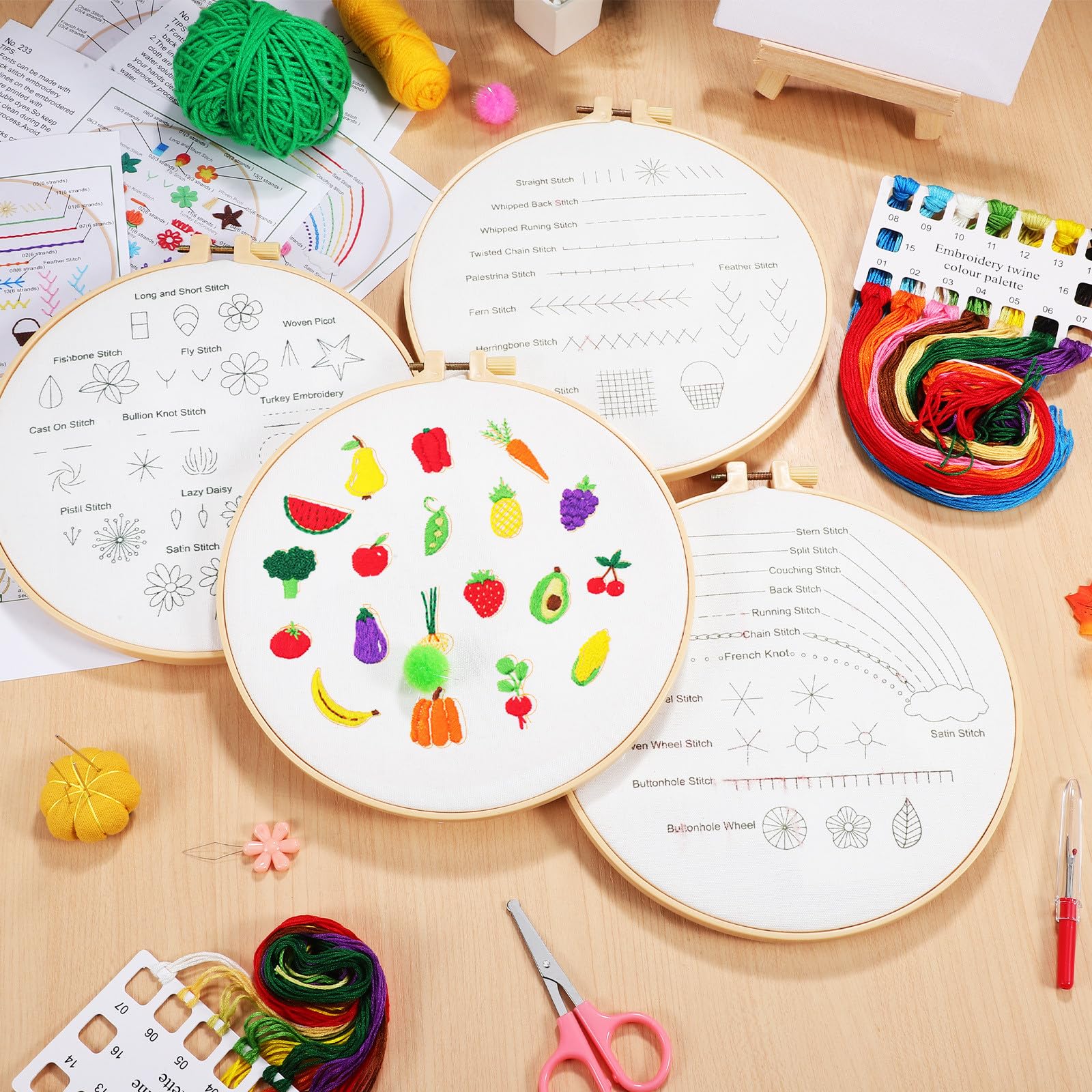 KONTONTY Kit De Material De Bordado Para Principiantes Kit De Bordado Mano Para Manualidades Para Adultos Incluye Accesorios De