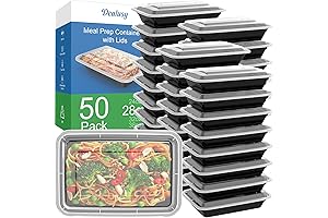50 Pack (100-Piece) 28 oz Meal Prep Containers Reusable with Lids