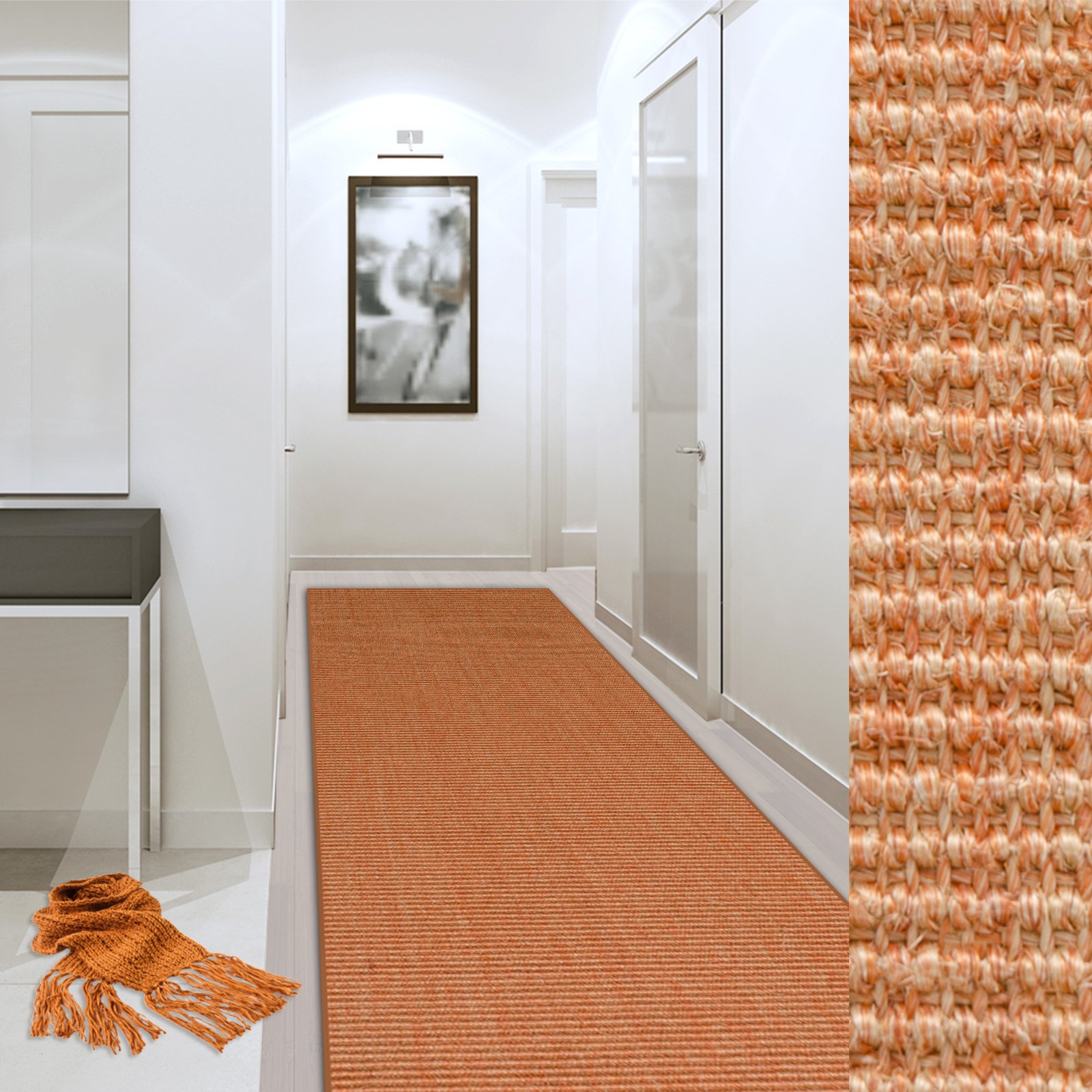 Sylt Apricot Sisal Runner al metro larghezza 50 cm Tappeto