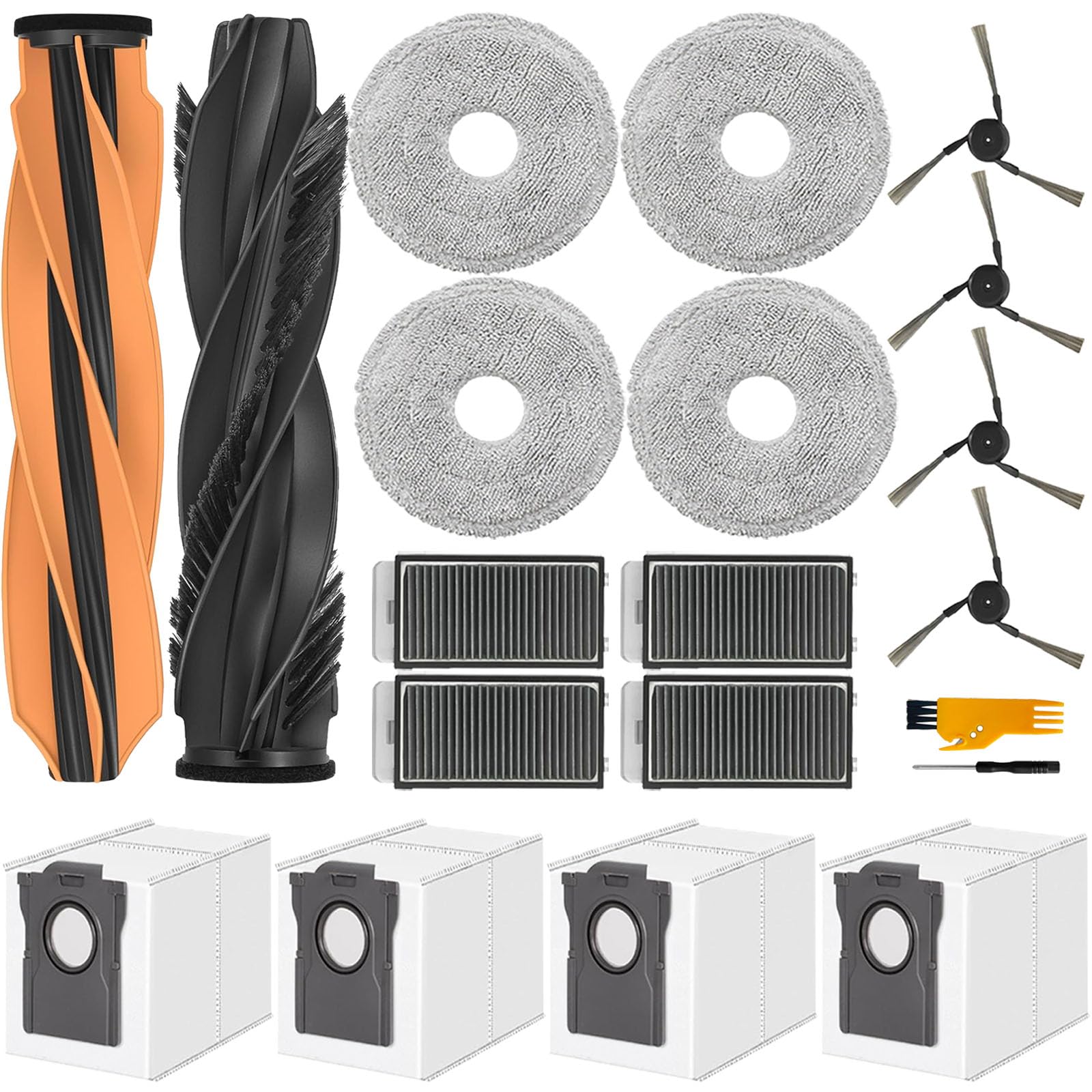 Accessori per Aspirapolvere per Dreame L40s Pro Ultra/ L50 Pro Ultra/Matrix 10 Ultra, 1 Spazzola Principale, 4 Salviette, 4 Filtri, 4 Spazzole Laterali, 4 Sacchetto di Polvere, per V50 Ultra Complete
