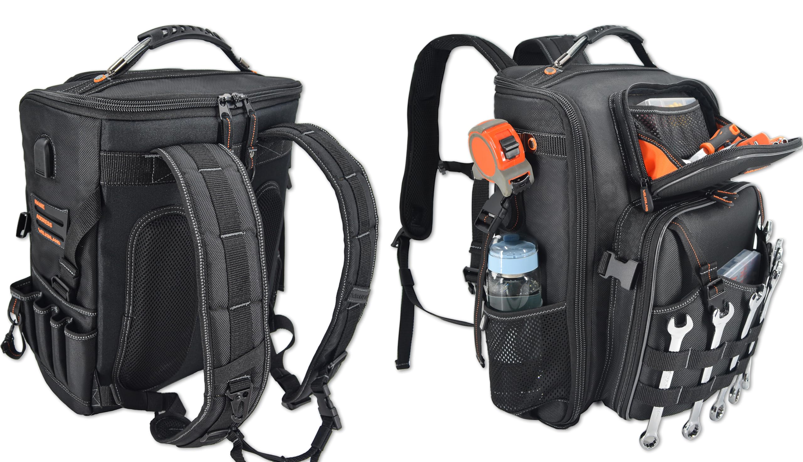 WELKINLAND Mochila de Herramientas Completamente Abierta, Bolsa de Herramientas para Hombres
