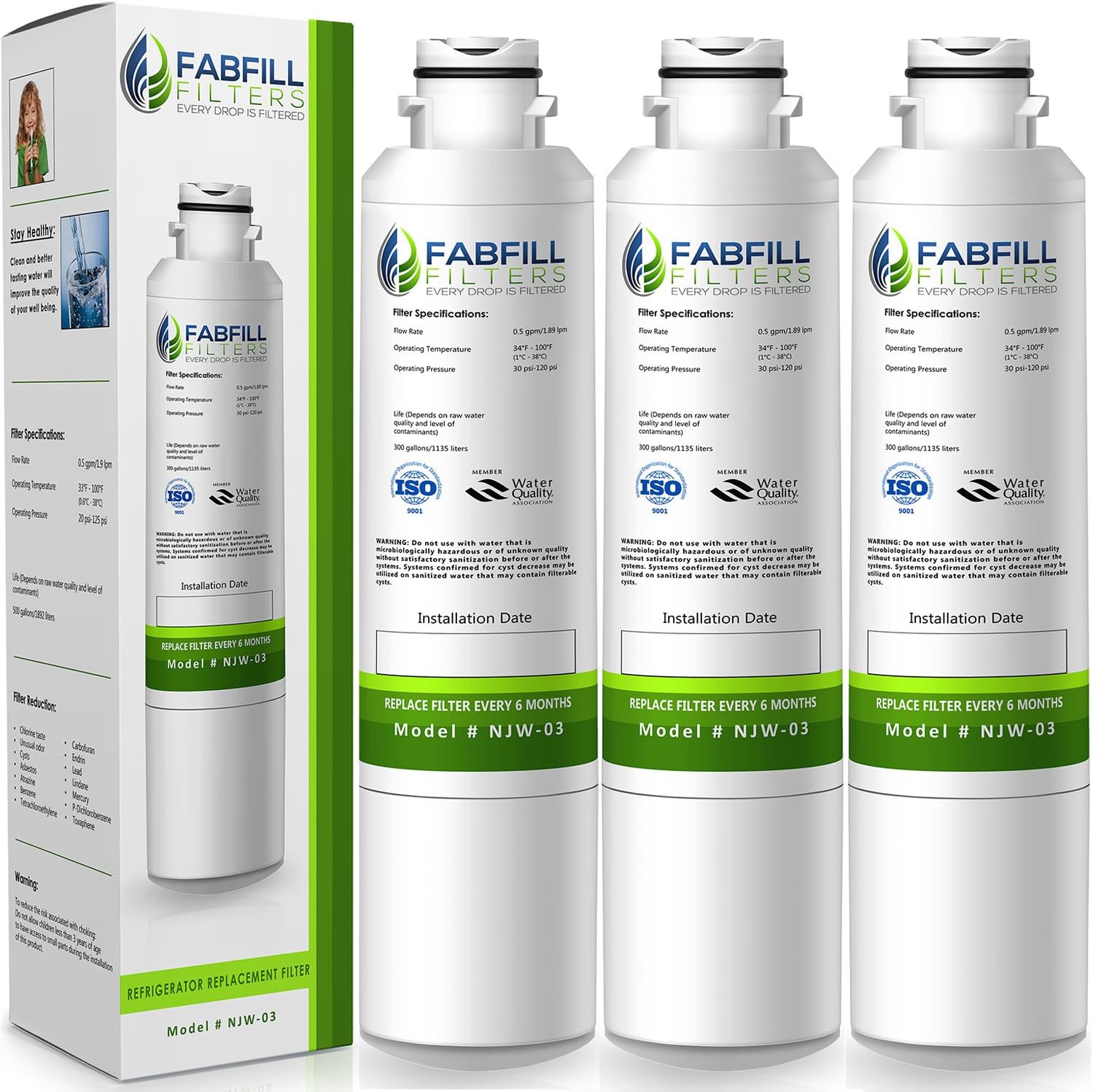 Samsung DA29-00020B Refrigerator Water Filter Replacement for DA29-00020A,HAF-CIN EXP (3 PACK)