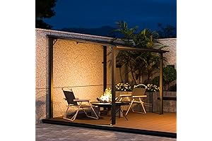 EBE 10x8 Patio Gazebo, Wall Mounted Pergola Awning