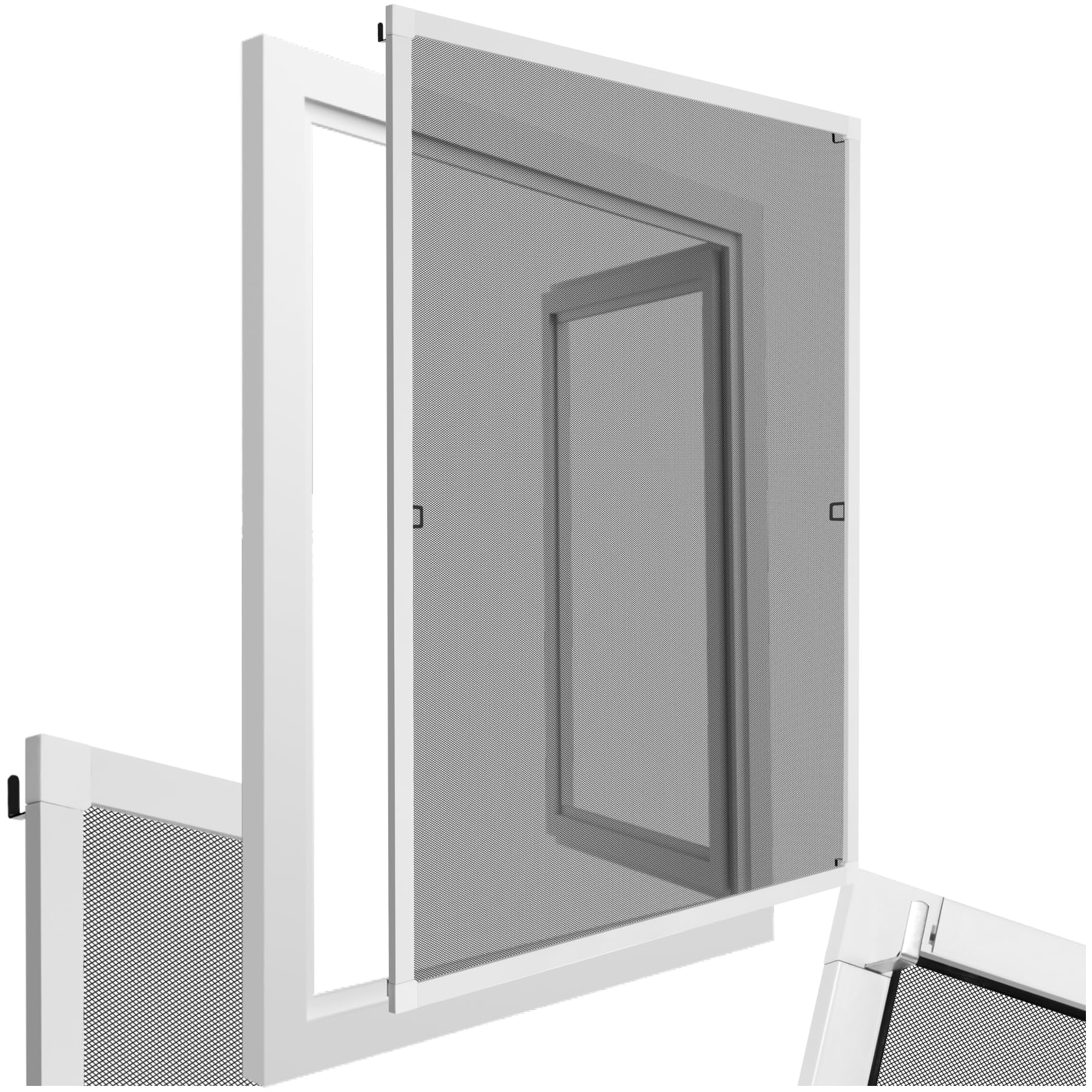 TecTake Moustiquaire fenetre & Store Cadre en Aluminium 100x120cm Blanc Filet Anti Moustique Résistante aux intempéries & aux UV idéal Chambre Enfant, Salon, Chambre Bebe Entrée Maison