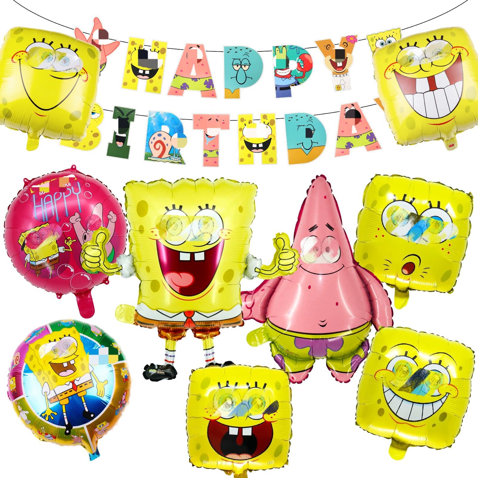 10PCS Cartoon Yellow Foil Balloons, Birthday Party Decorations, Party Supplies Happy Birthday Banner for Kids Boys Girls