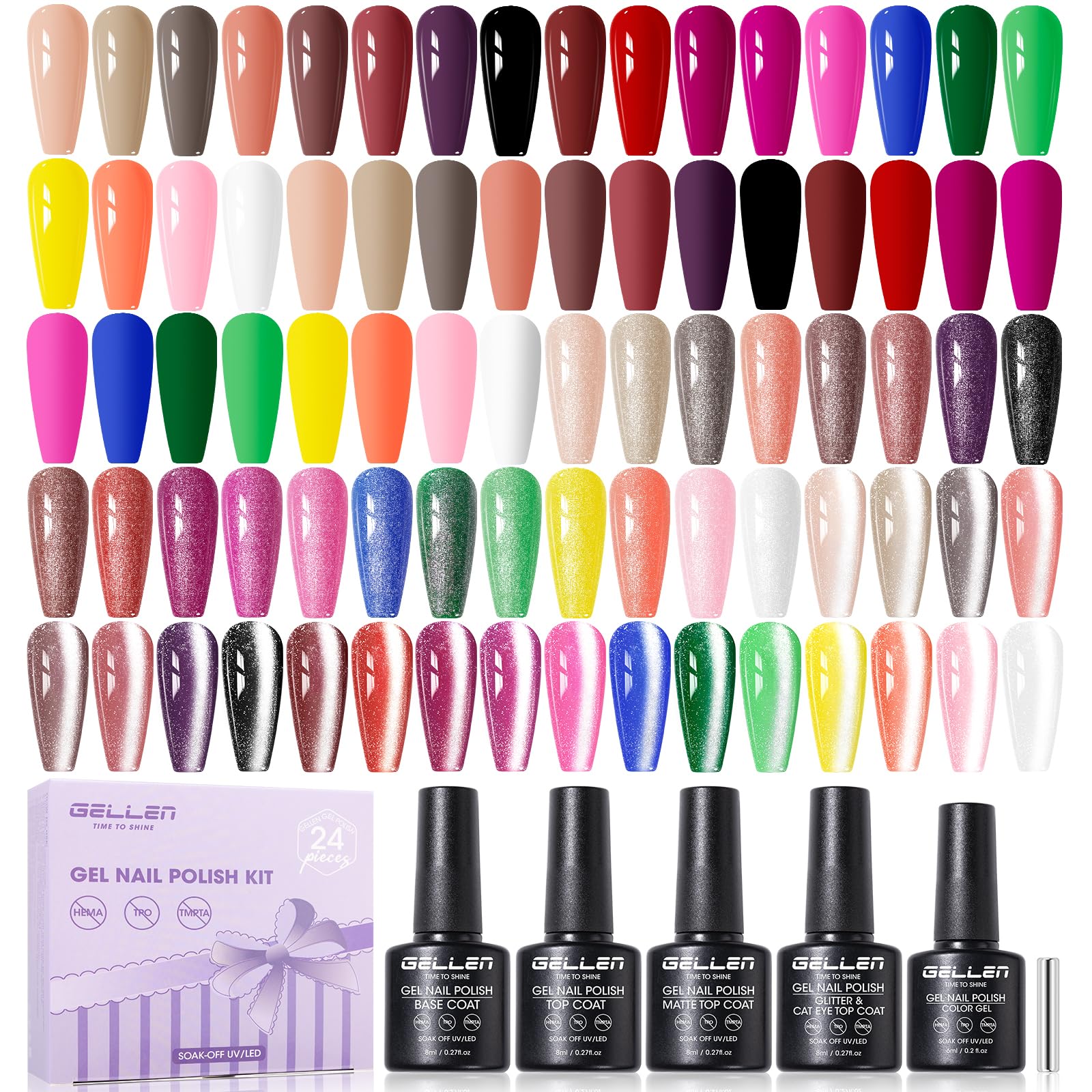 Amazon.com: Gellen 24pcs Gel Nail Polish Set, 20 Gel Polish Colors