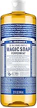 Dr. Bronner's Pure-Castile Magic Liquid Soap - Made with Regenerative Organic Certified Oils- 18-in-1 Uses for Face, Body, Hand, Hair, Laundry & More- Vegan, Non-GMO- Body Wash- Peppermint,32oz