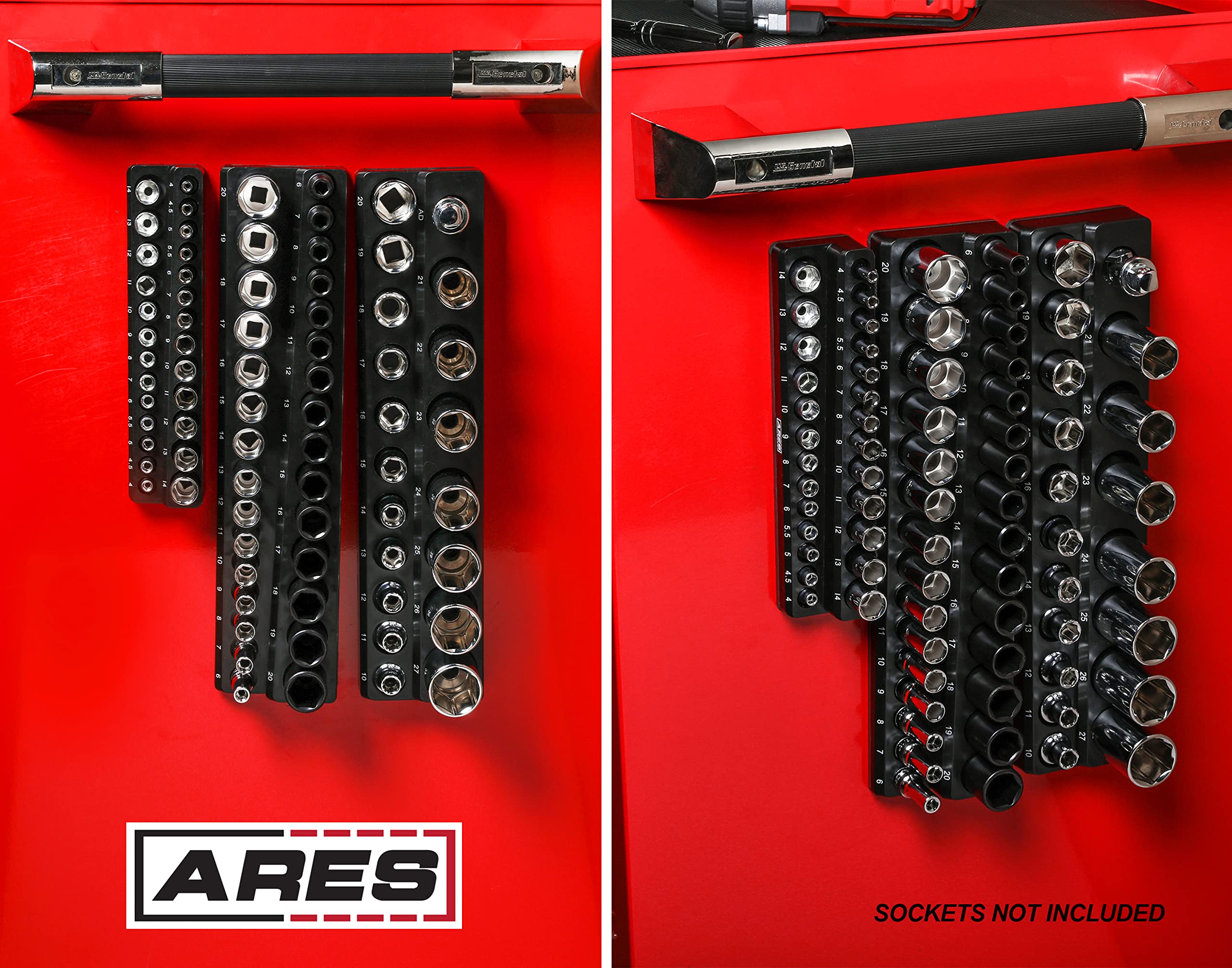 Bulevisiter 3 Pz/set Di Plastica Socket Tray Rail Rack Storage Holder Organizer 1/4 3/8 1/2 - Foto 9