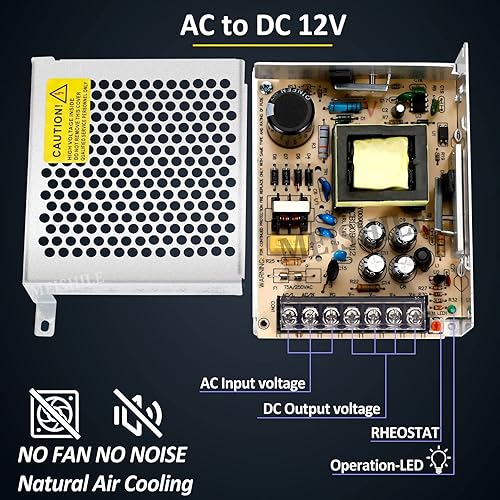 Miniatura 5 de MEISHILE Adaptador de fuente de alimentación de conmutación de 12V 10A 120W DC 110V AC a DC 12V, convertidor de transformador industrial 0-8A 5A LED