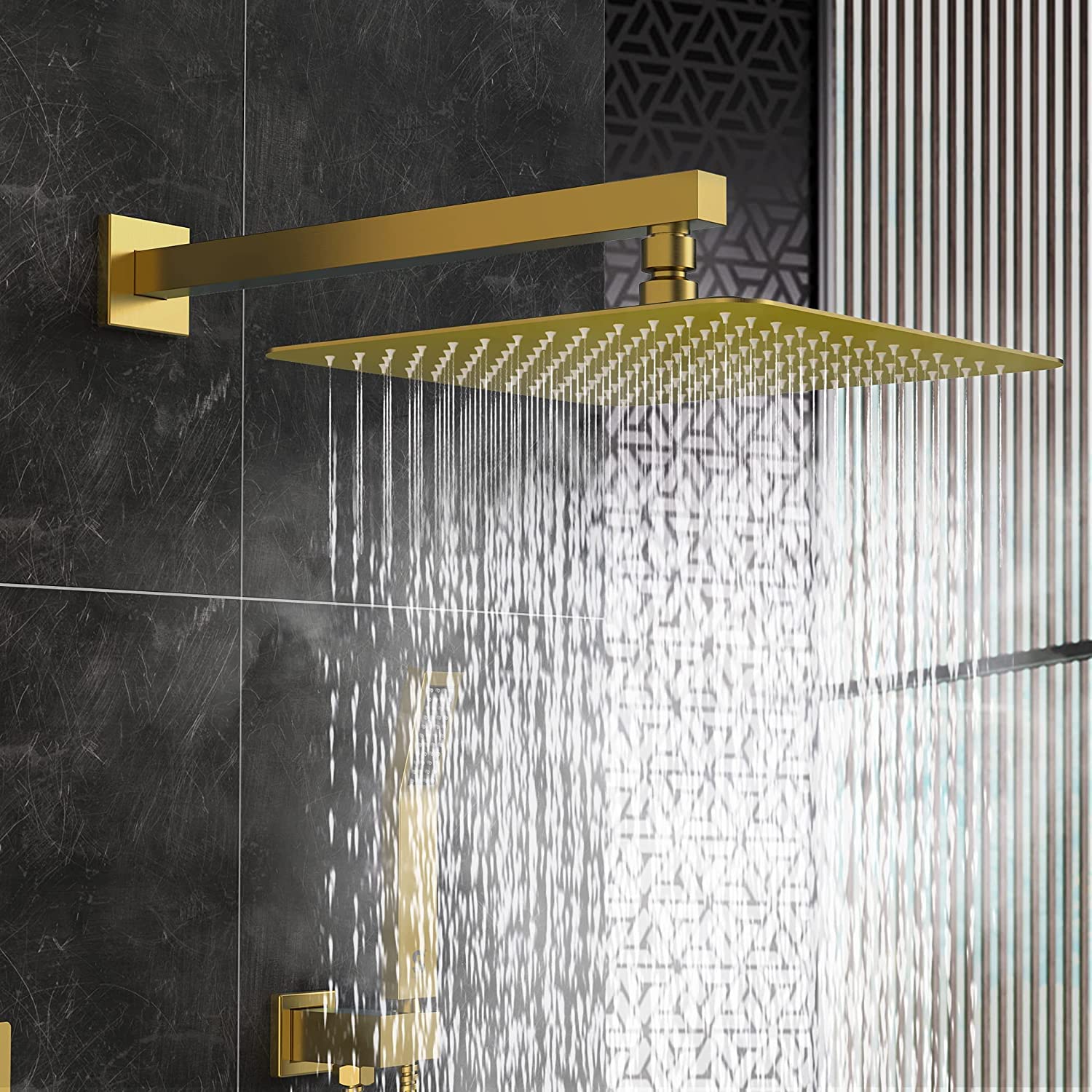 BATH GURU High Grade Stainless Steel Square Ultra Slim Thin High Pressure Rainfall Over Head Bath Shower Head for Bathroom (6 X 6 INCH, Gold) Shower Arm Not Included. (B0BG31B18J) Amazon Price History, Amazon Price Tracker
