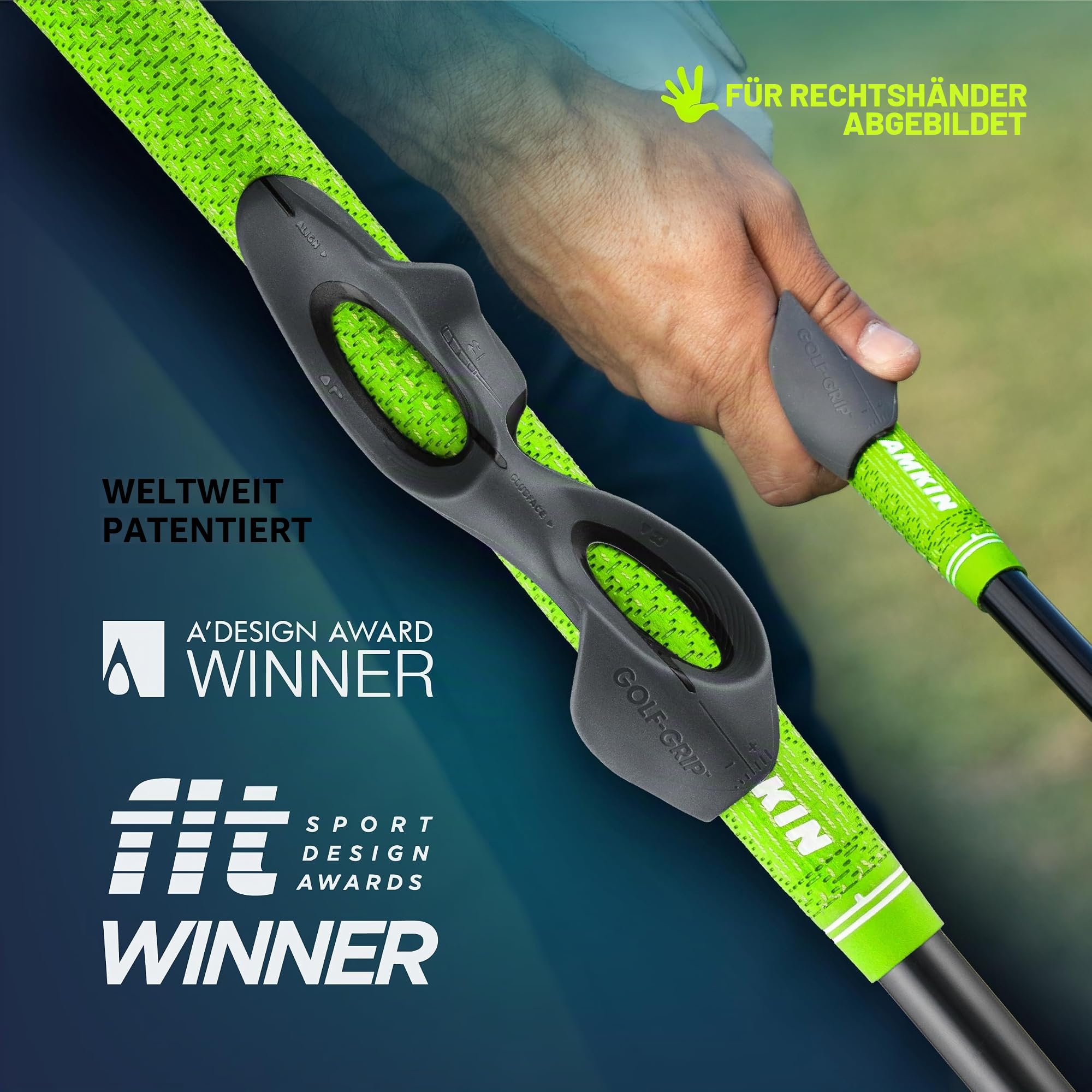 GOLF-GRIP Golf Grip Trainer für Links- & Rechtshänder Golfer - Aufsteckbare Golf-Trainingshilfe für die richtige Handposition & Schwungtechnik - Schlagen Sie gerader, längere Schläge & Fix Slices oder