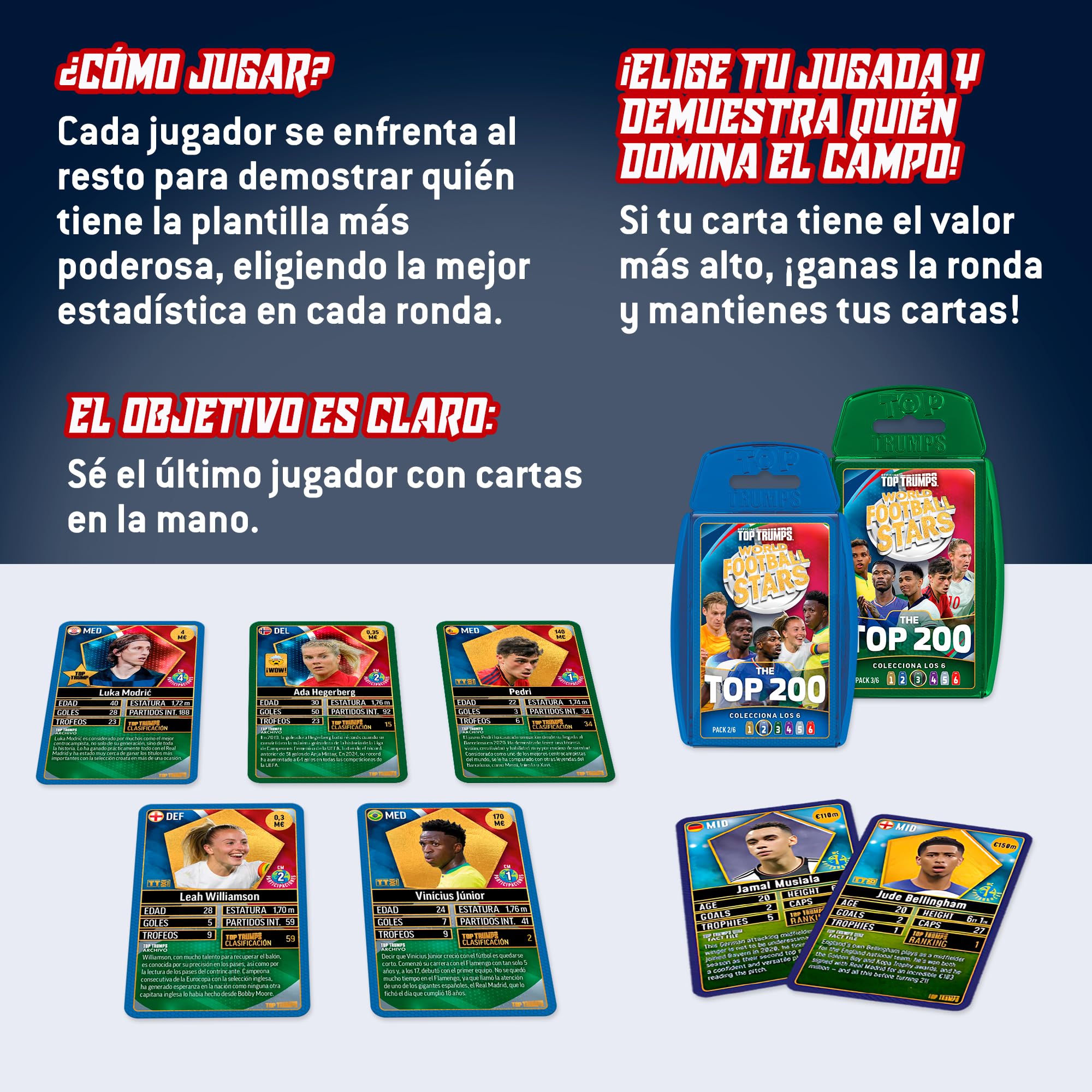 Bizak Futbol Mundial Top 200 Set Trading Cards Verde 34 Cartas Coleccionables Jugadores Top