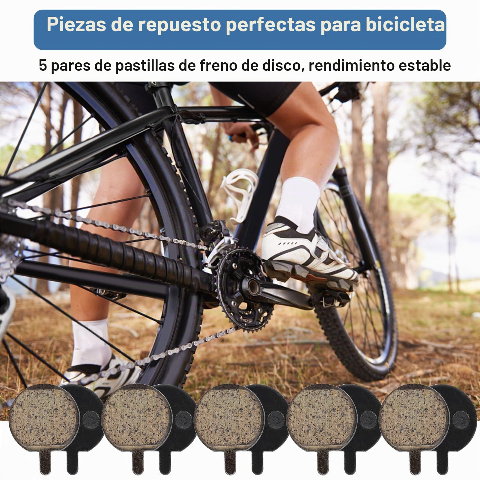 Cyrank 5 Pares de Pastilla De Freno De Disco Semimetálico De Resina Negra, Eléctrico Pastillas de Freno, Piezas de bajo Ruido y Resistencia al Desgaste para Bicicleta de montaña