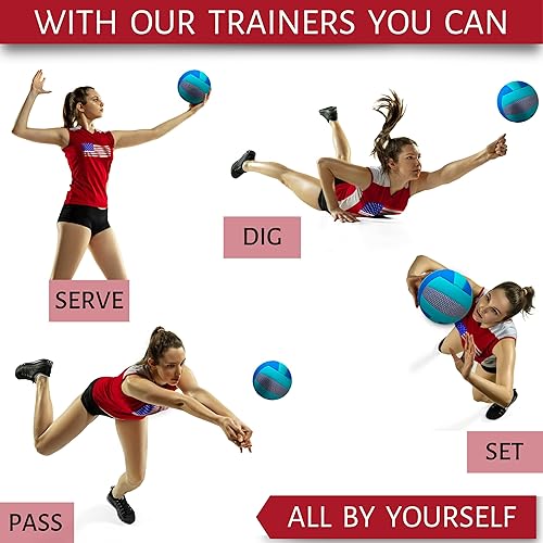 Miniatura 6 de OVANTO Equipo de entrenamiento de voleibol Equipo de voleibol en solitario en 4 estilos para servir, pinchar, establecer y pasar como un