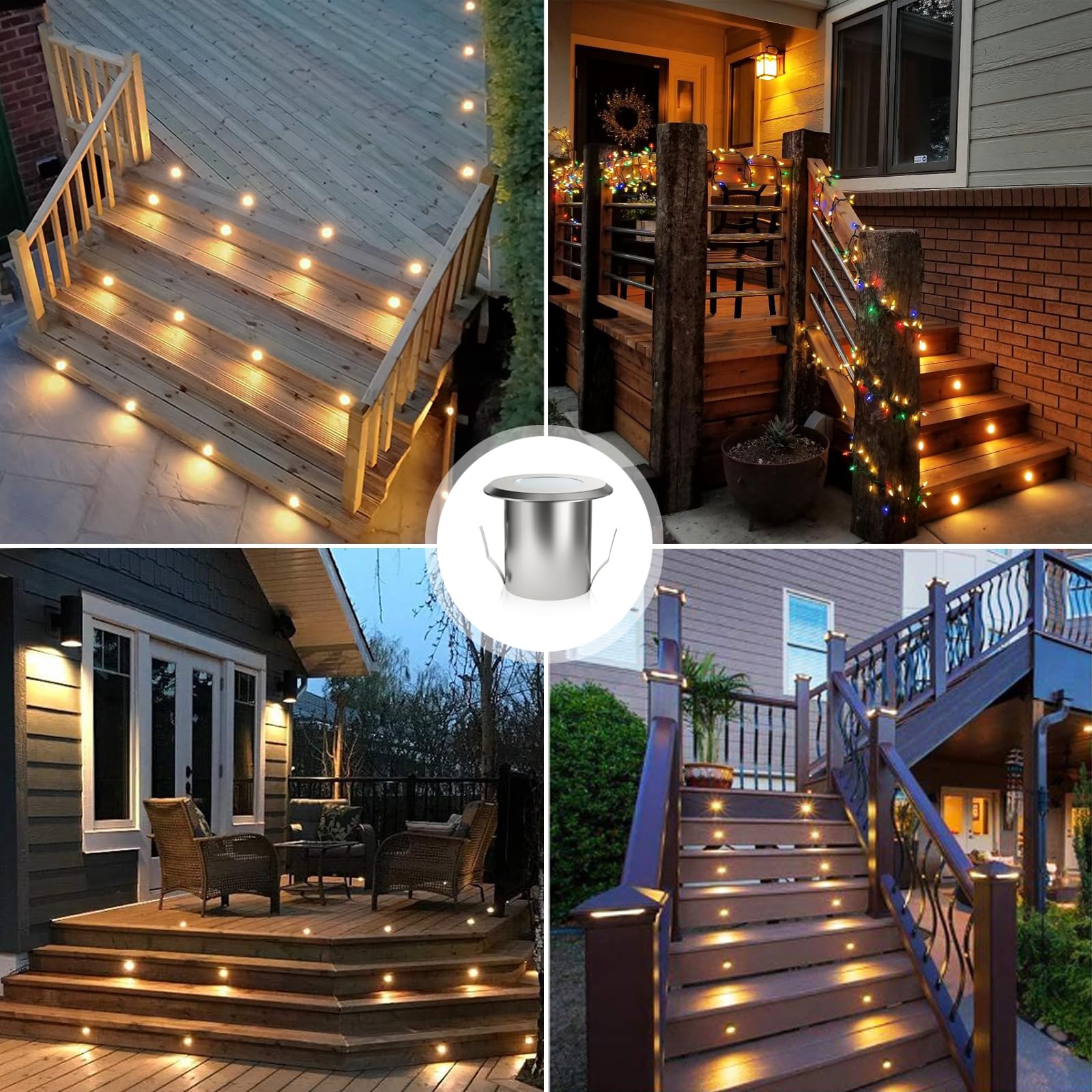LED Bodeneinbaustrahler 10er Set Ø39mm 0,5W Terrassen Einbaustrahler Aussen 12V IP67 Wasserdicht Aluminium Terrassenstrahler Licht für Küche Garten Treppen Balkon Terrasse, Warmes Weiß