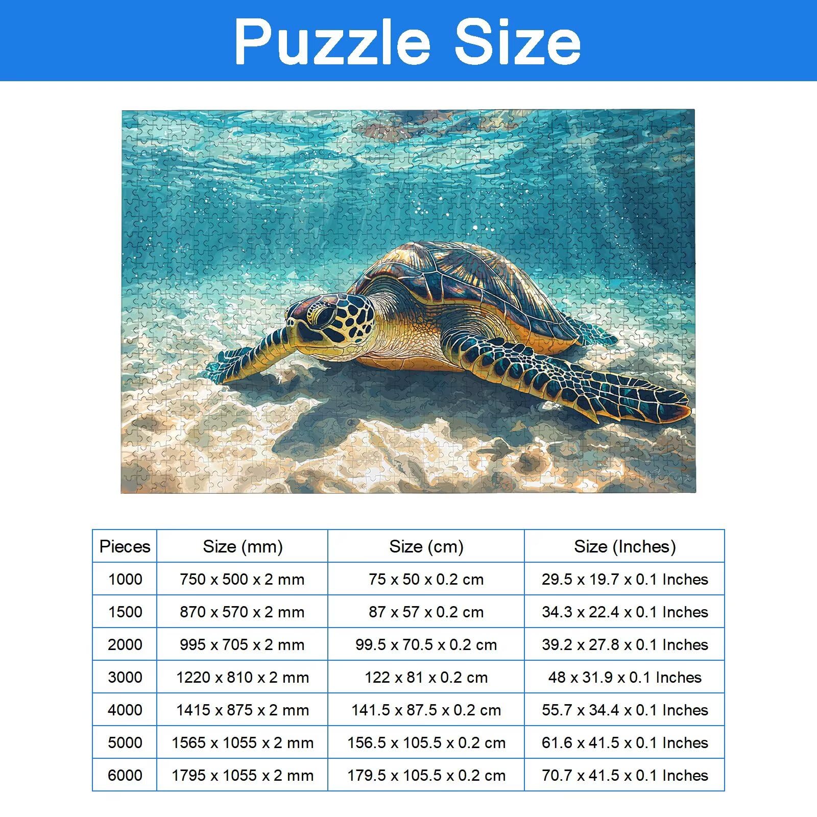 Puzzle 2000 Teile, Schildkröte Puzzle 2000 Teile Erwachsene, Klassische Puzzles Meer, Holzpuzzle Erwachsene, Puzzlespiele für Die Ganze Familie, Geschenke für Frauen, Geschenke für Männer, -8437