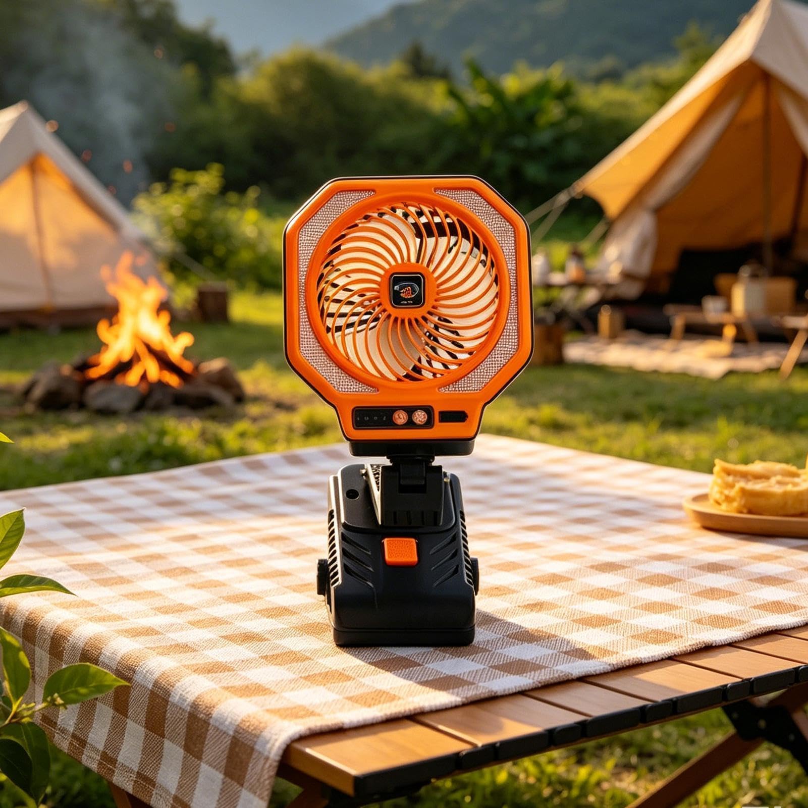Ventilatore Da Campeggio Per Tende 3 Velocità, Flusso D'Aria Silenzioso | Con Clip E Lanterna LED, Batteria Ricaricabile, Ventola Da Campeggio Per Esterni Per Scrivania Blackout Esterno Spiaggia C