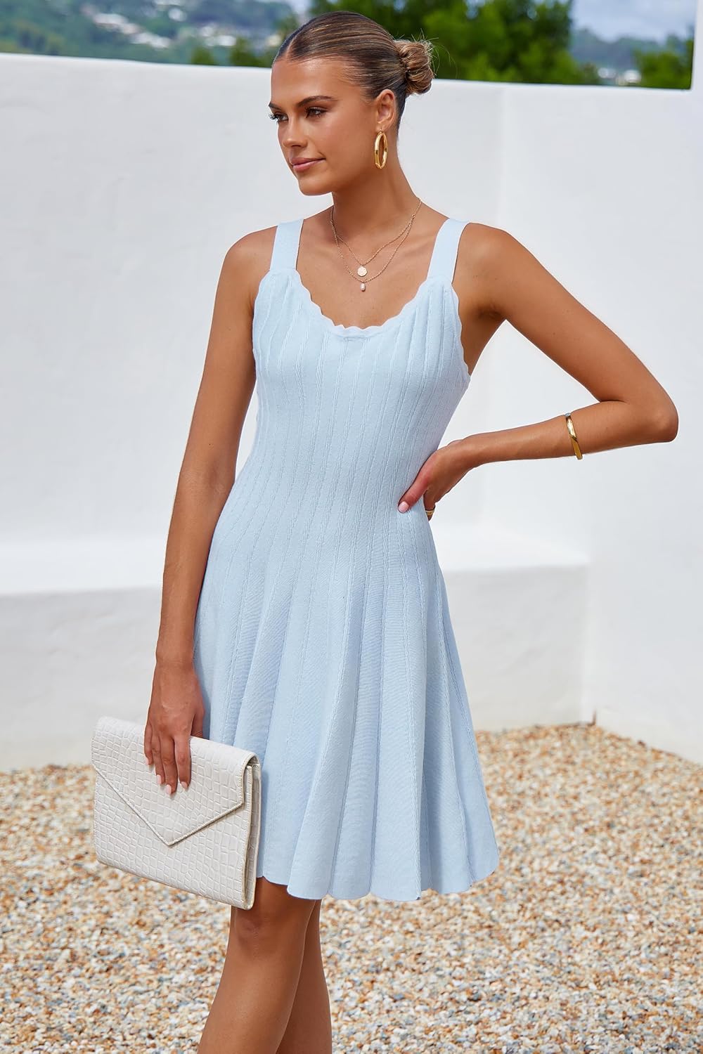 Arach&Cloz Women's 2025 Summer Dresses Knitted Sleeveless Spring Casual Flowy A Line Beach Vacation Mini Sundress - Image 2