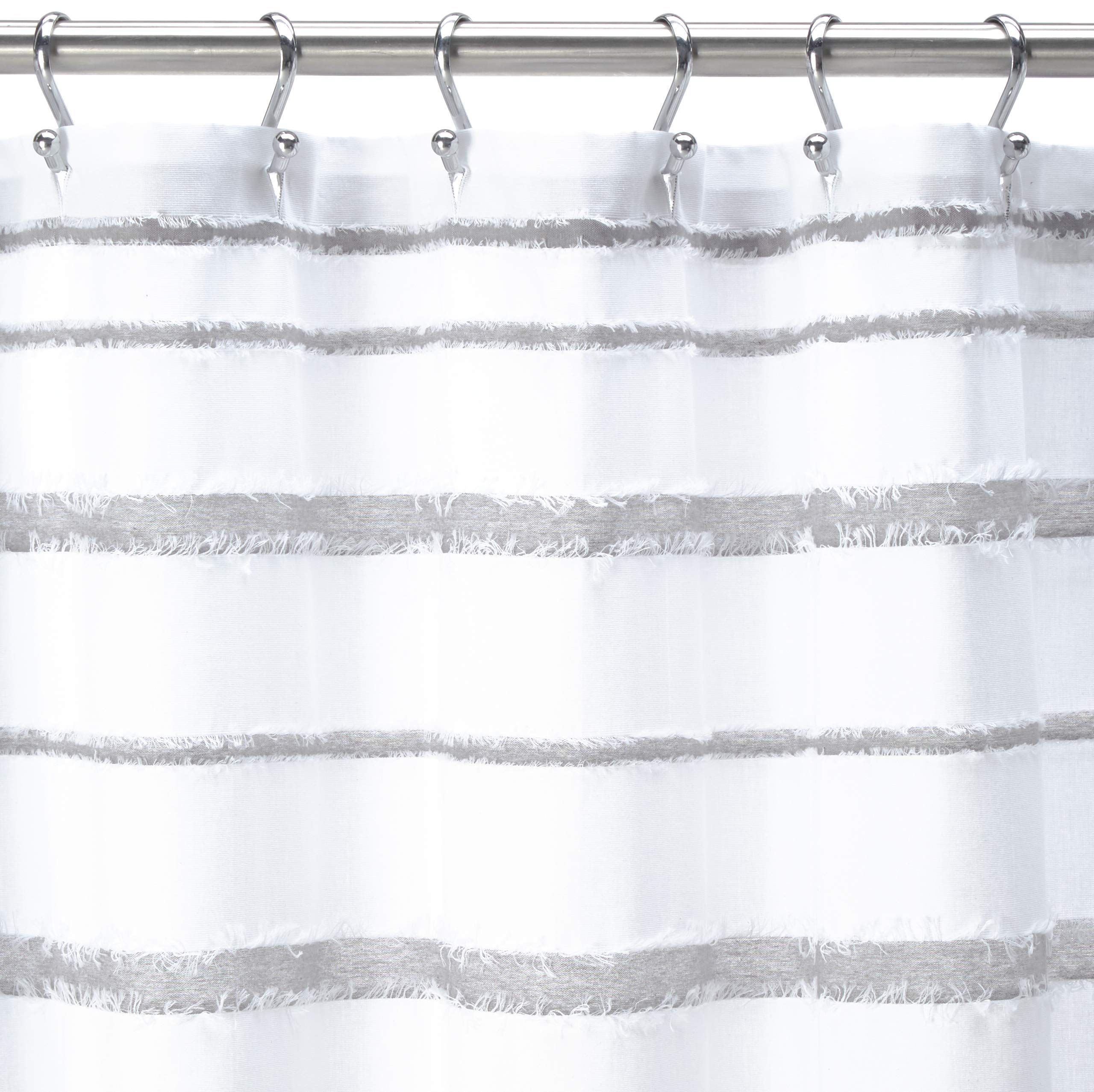 Lush Decor Rideau de Douche Jacquard avec Clip rayé Blanc et Gris 72 x 72 cm