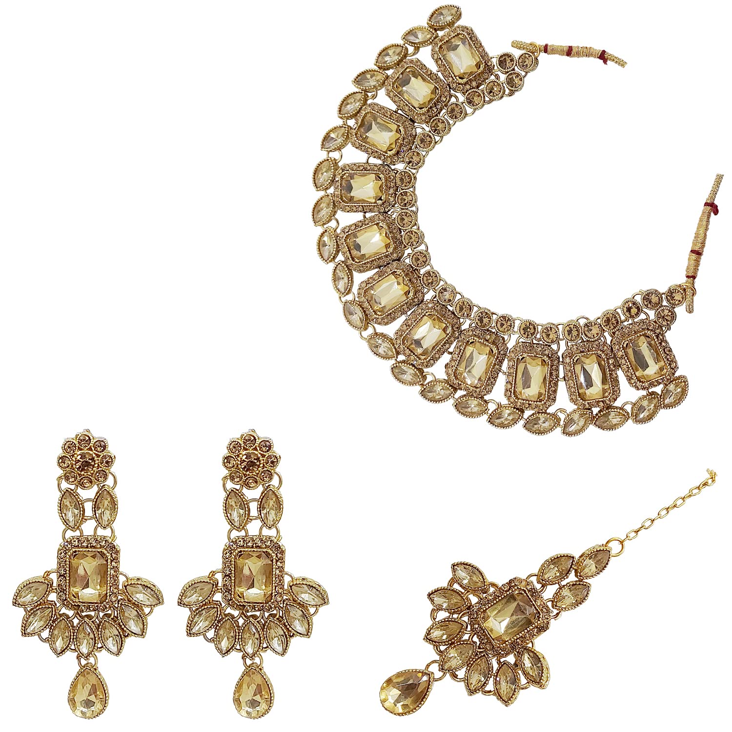 CHRISHAN Gold Plated Designer Stone Necklace Set For Women And Girls. (Gold) (B0BCCLTVDK) Amazon Price History, Amazon Price Tracker