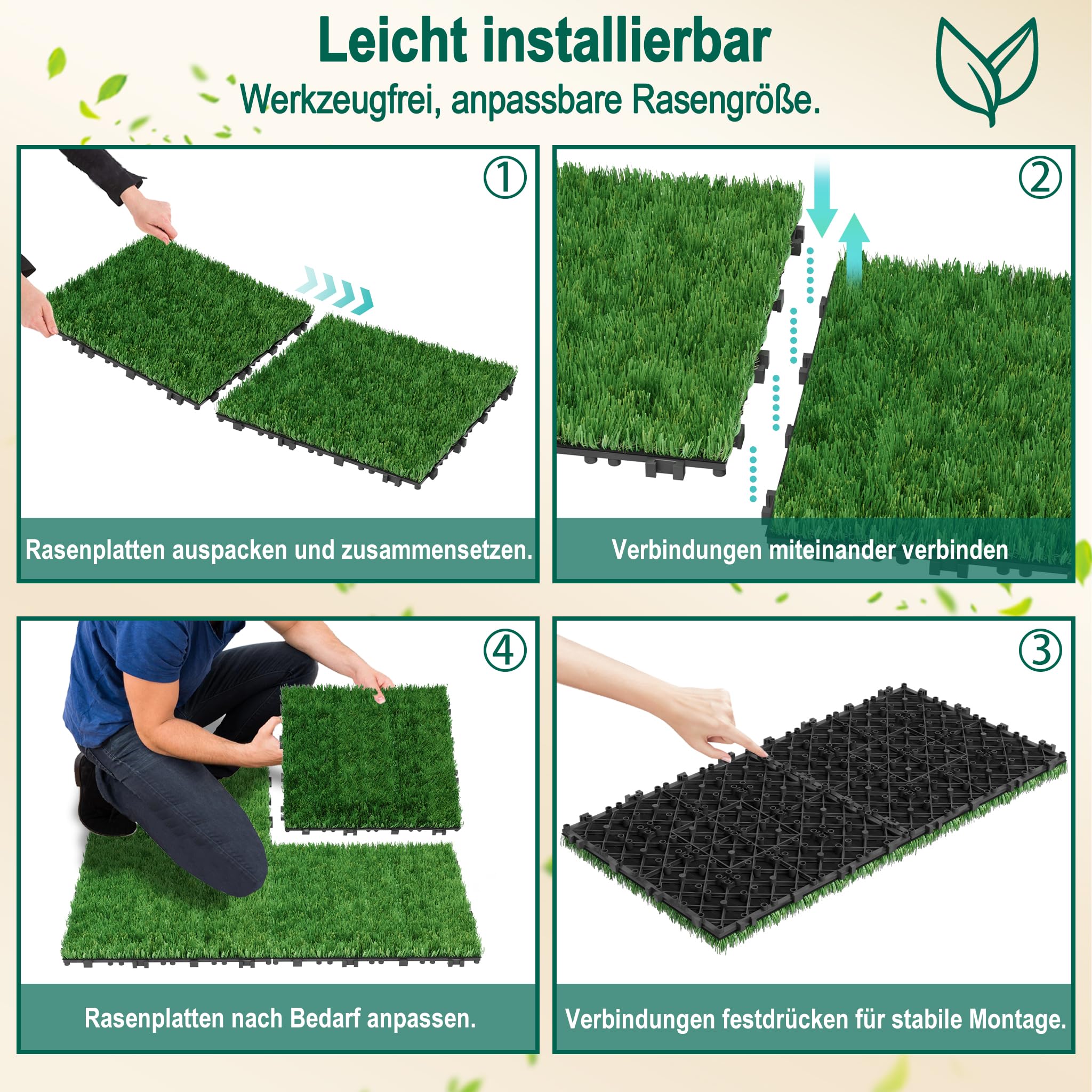 YRHome 11 tappeto erboso artificiale per esterni, 30 x 30 cm, per pavimenti in erba artificiale, tappeto erboso, tappeto erboso, tappeto erboso, tappeto erboso sintetico esterno per balcone terrazza